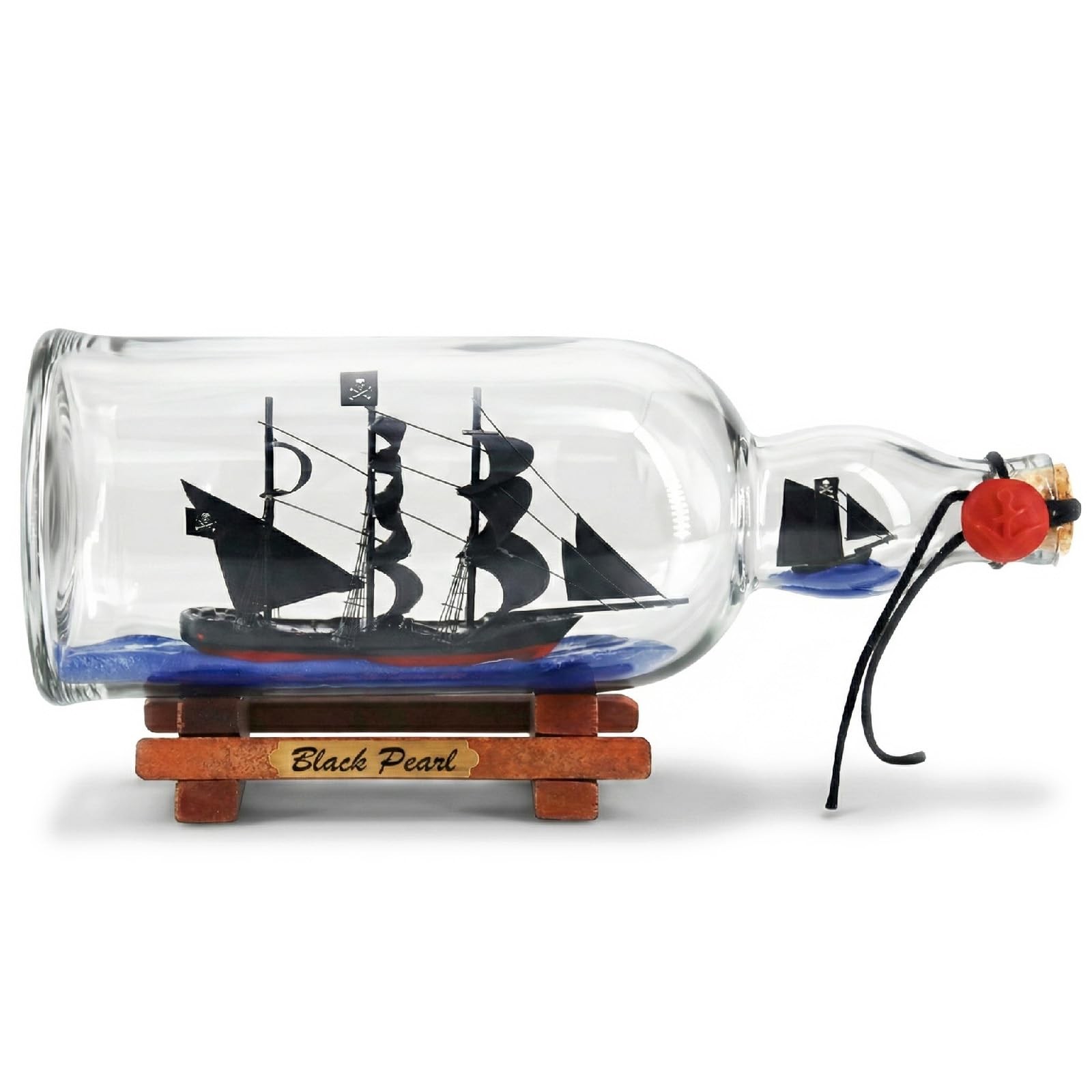 NAUTIMALL 11inch Black Pearl Pirate Caribbean Dual Model Ship In Bottle Glass