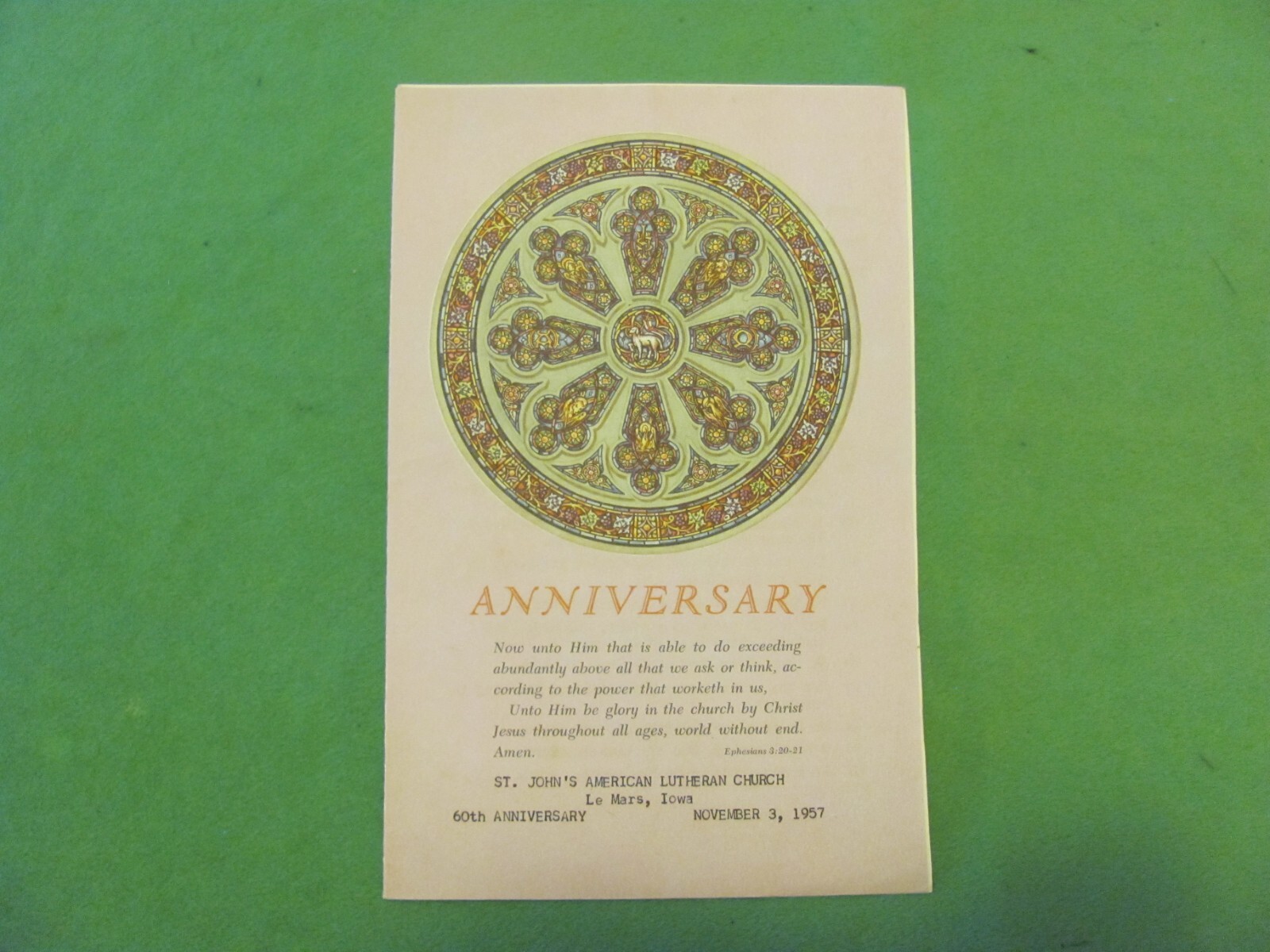 Vintage St John's American Lutheran Church 60th Anniversary Event Booklet. 1957.