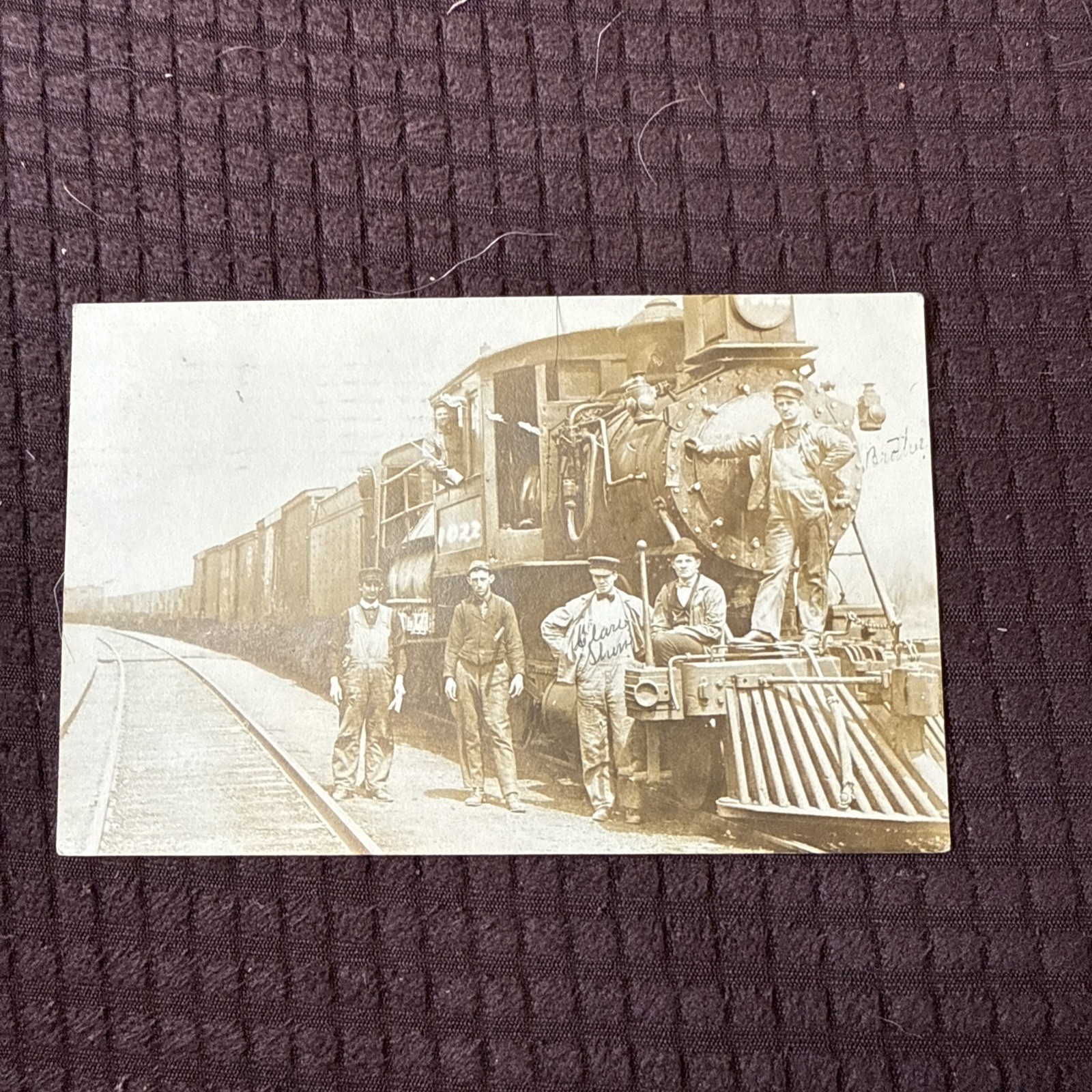 1911 RPPC Pennsylvania Railroad Locomotive 1022 Newark NJ Railroad Crew