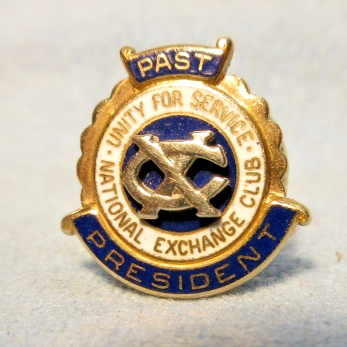 Vintage 14k Yellow Gold Enameled National EXCHANGE CLUB Past President Lapel Pin
