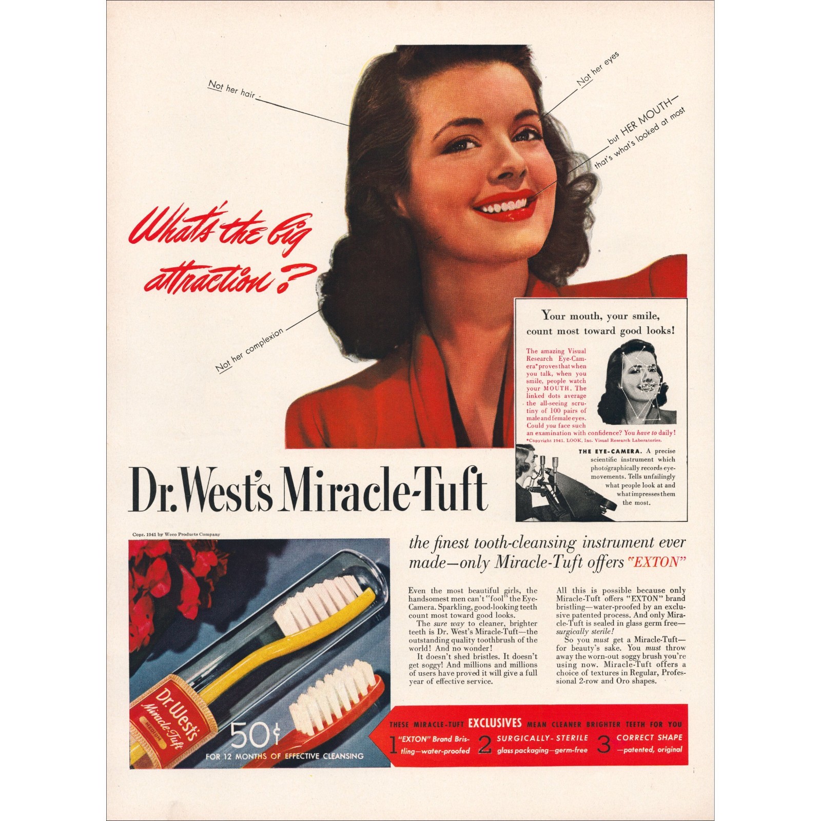 1941 Dr. West’s Toothbrushes Original Vintage Print Ad