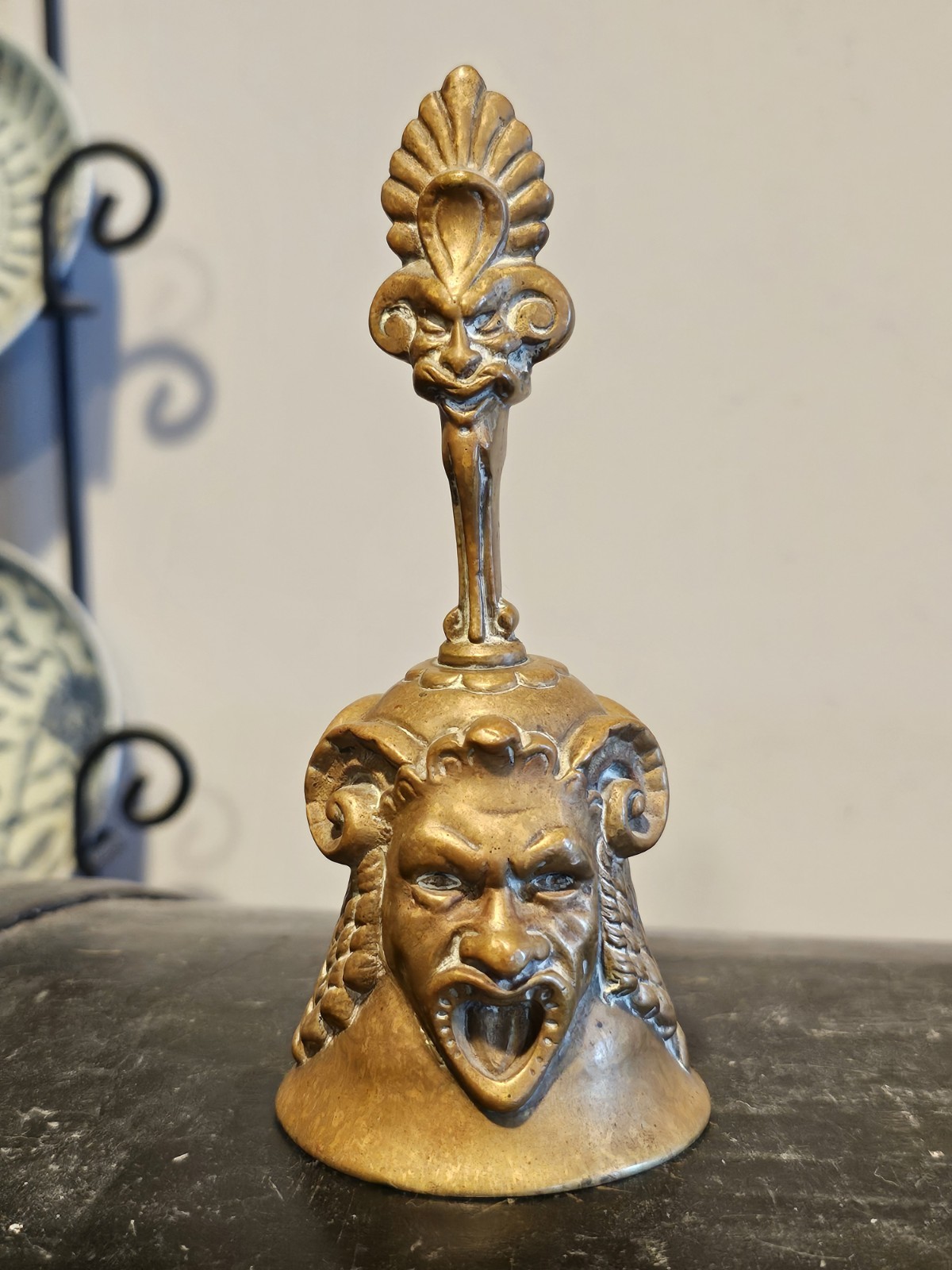 Antique French Bell Belle Epoque France Grotesque Dinner Bell Satyr God Pan
