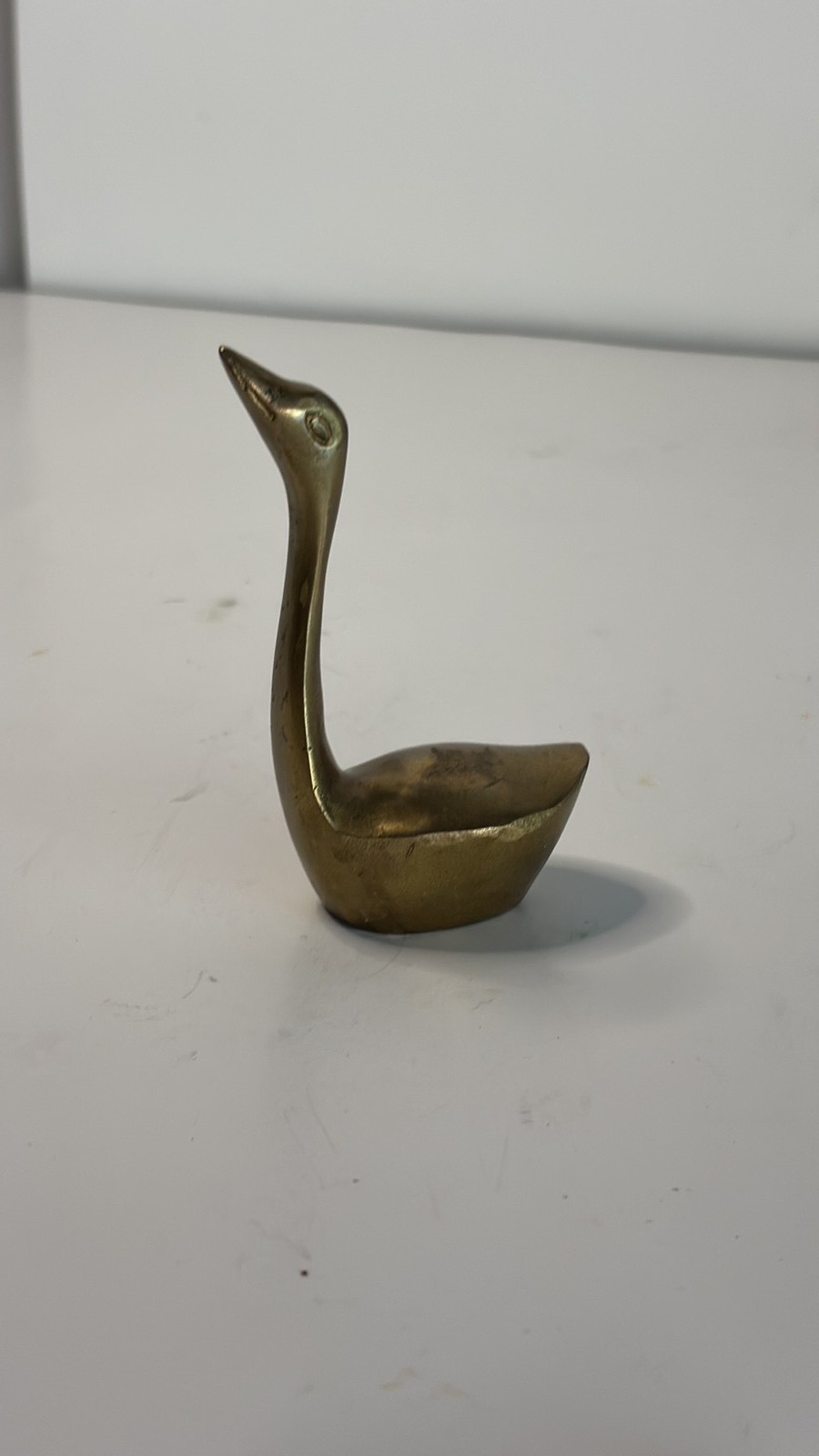 Vintage Mid-Century Solid Brass Swan Figurine