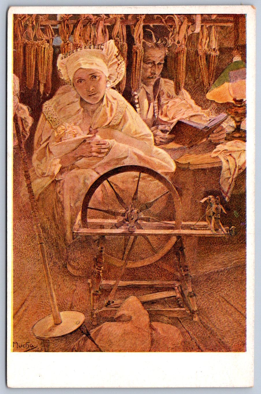 DS1/ Alphonse Mucha Artist Signed Art Nouveau Postcard c1910 Woman 17