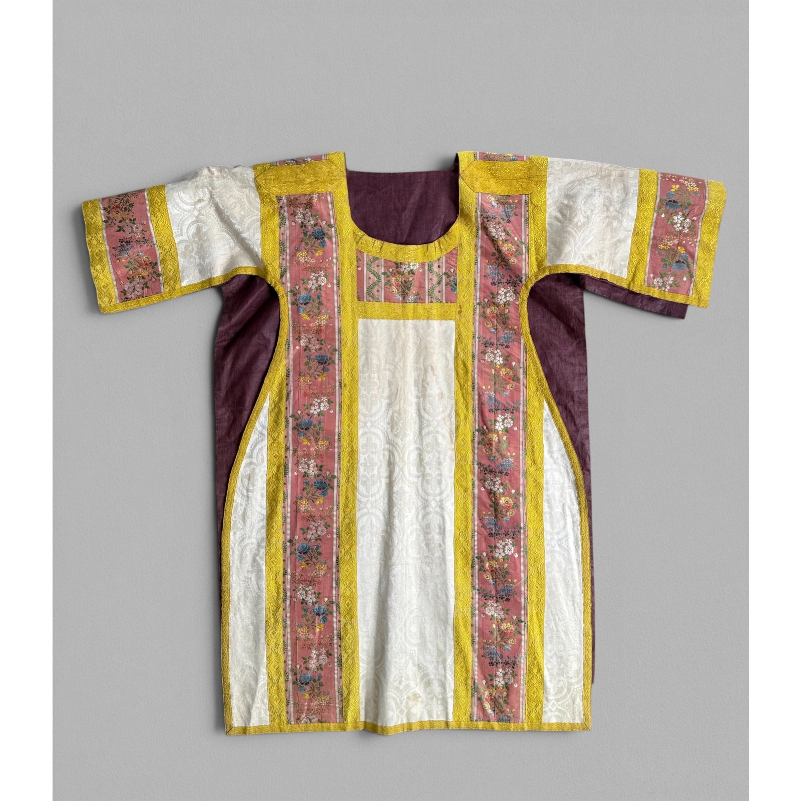 Antique French 19th C. Embroidered Church Chasuble Vestment Historical Religious