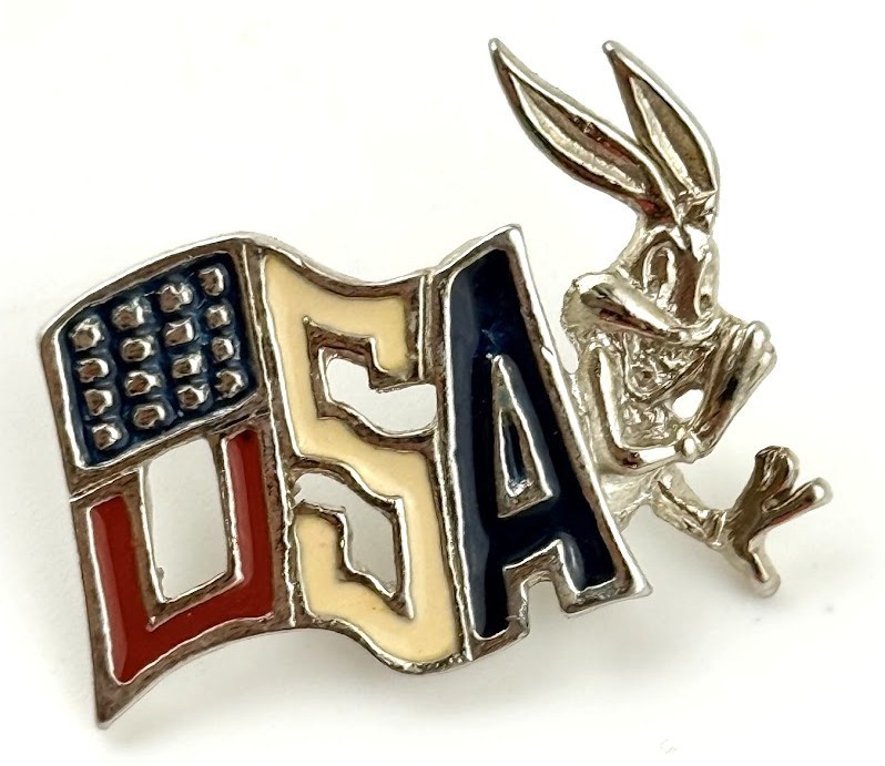 Vtg Bugs Bunny USA American Flag Patriotic 4th Of July Enamel Lapel Pin