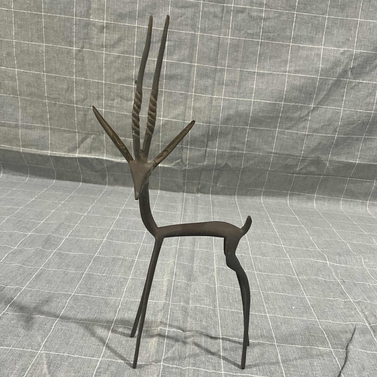 Antique Vintage Solid Brass African Antelope Gazelle Sculpture Statuette 