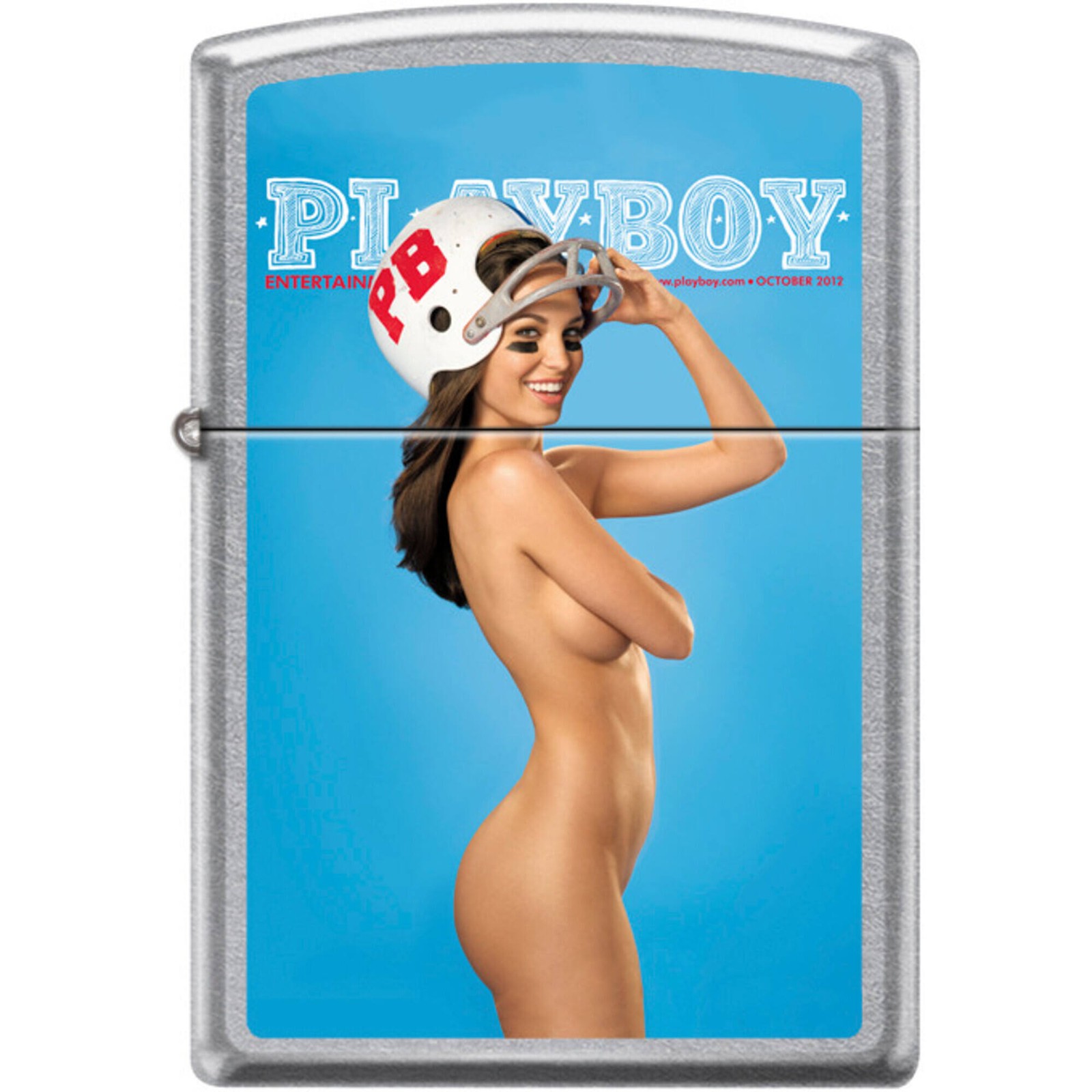 Zippo Windproof Pocket Lighter Playboy October 2012 Street Chrome Metal XC533