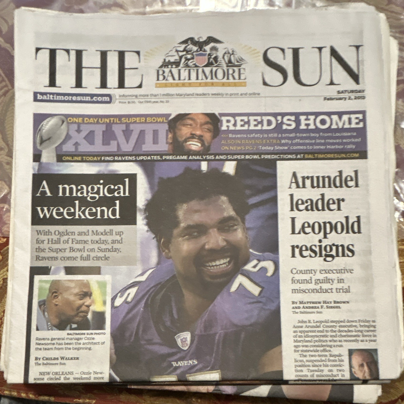 The Baltimore Sun Newspaper Lot Super Bowl XLVII Ravens vs 49ers Champions 2013