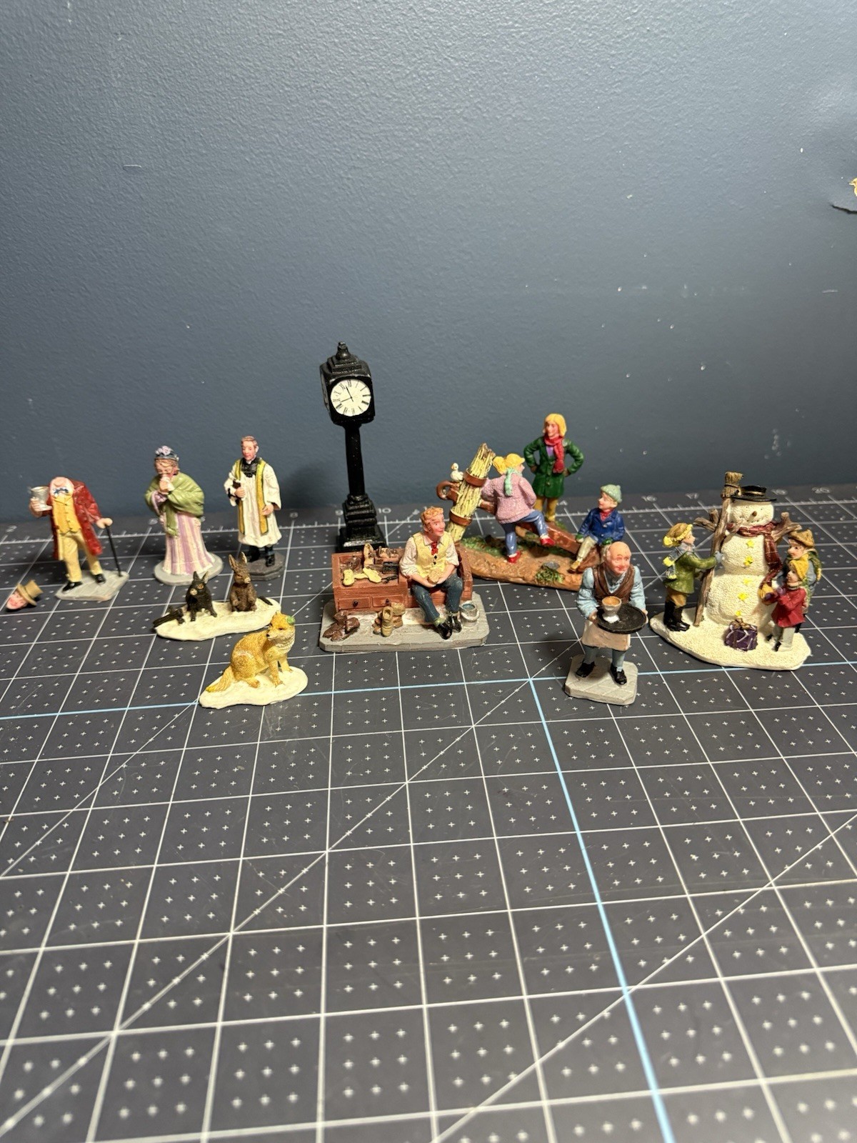 Lot of 11 Lemax Christmas Village Figures People Priest Animals Kids Shoe Clock