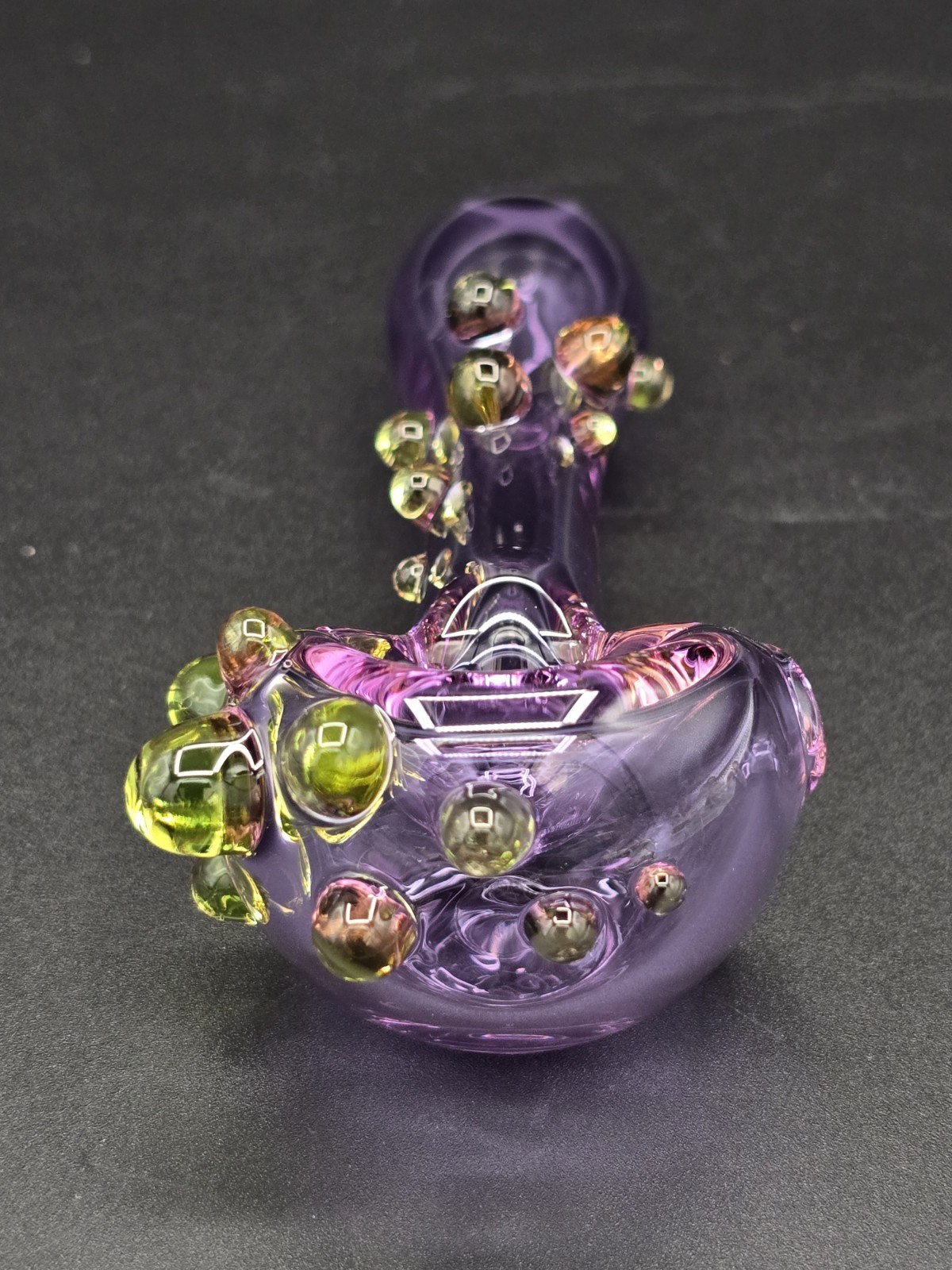 Clear Purple With Fluorescent Green Hand Blown American Made Glass  Pipe 4.5