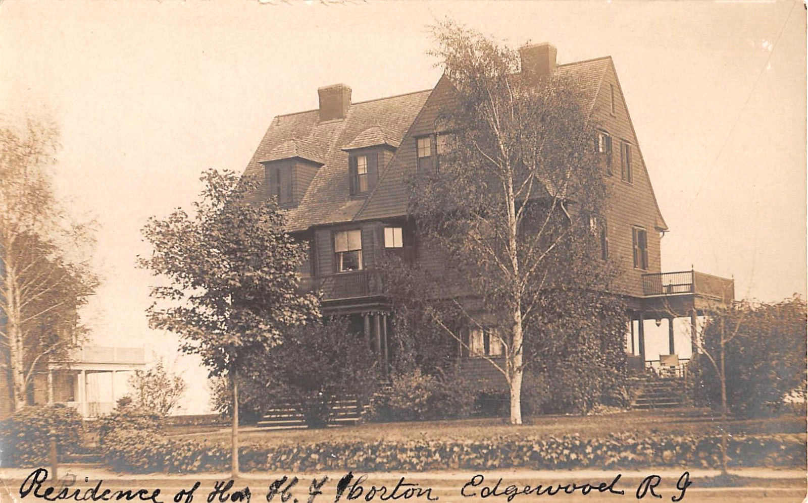 c.1910 RPPC Hon. HF Horton Home Edgewood RI