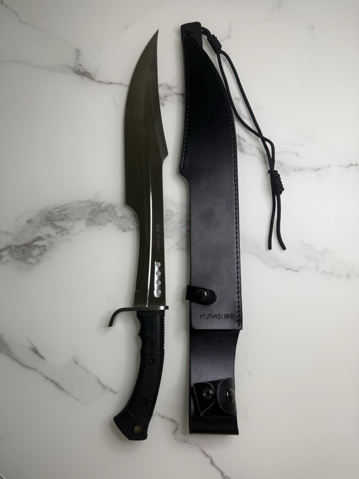Honshu Spartan Midnight Forge Sword and Scabbard | Damascus Steel | 23” Overall