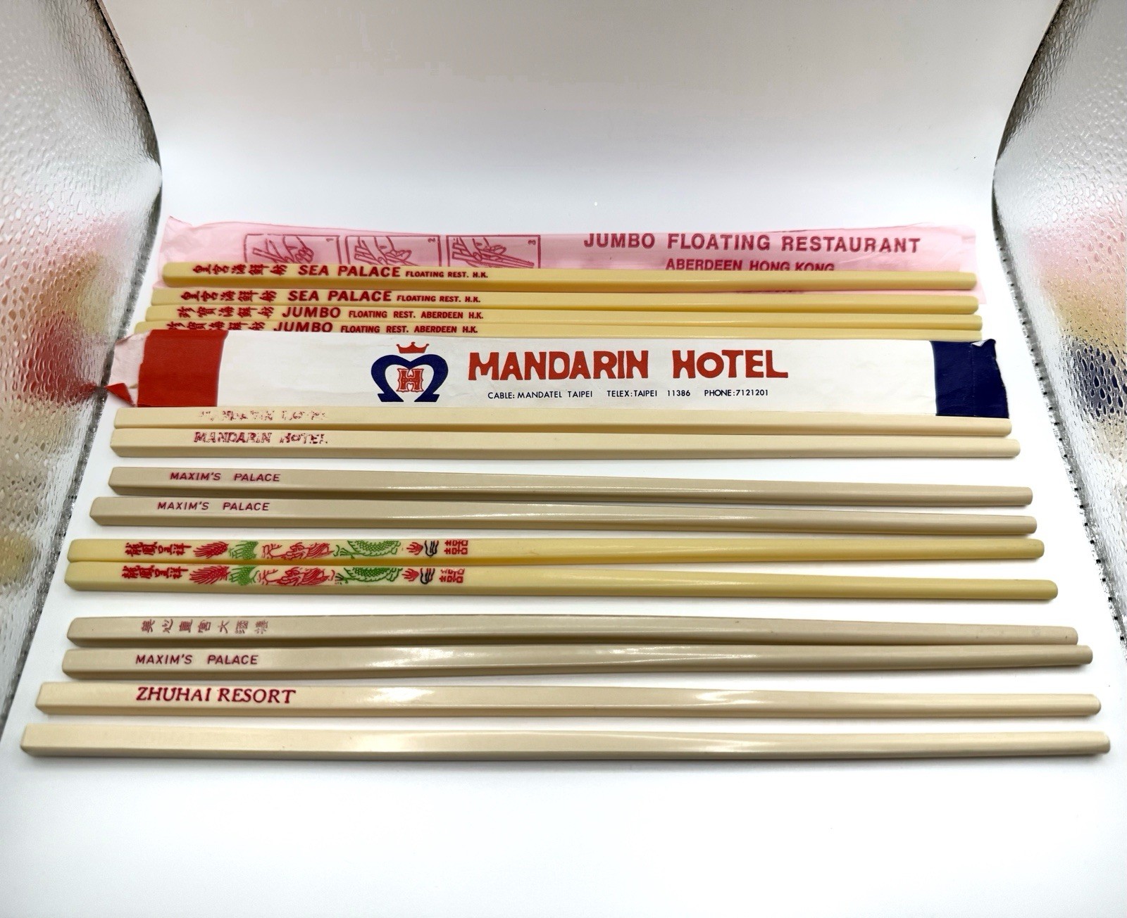 Vintage Hong Kong Chopsticks Lot Jumbo Sea Palace Maxim’s Taipei Souvenir