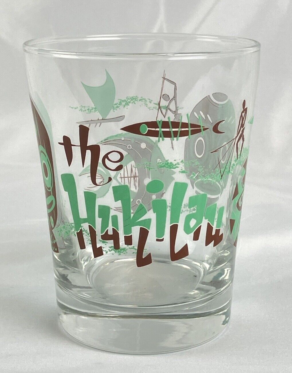 The Hukilau Mai Tai Glass Tiki Bar Cocktail Barware Aqua Green Brown Mask