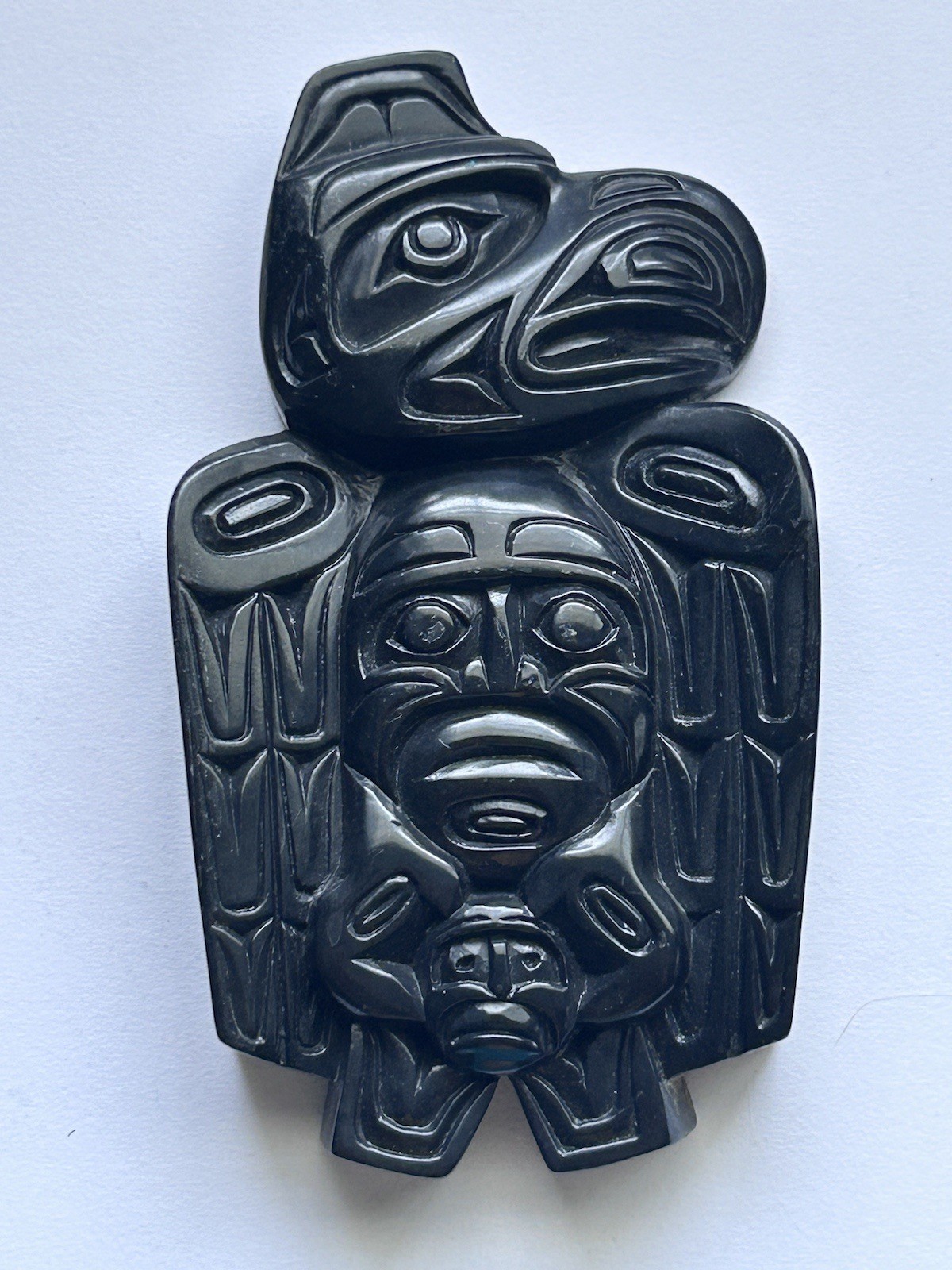 Carved Black Stone (Argallite-Style) Pafific Northwest Coast 