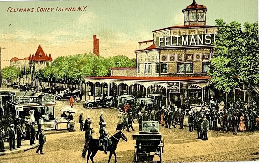 1911 Feltman\'s Hot Dogs Coney Island Brooklyn New York City NYC Post Card