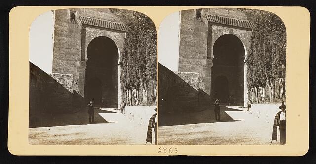 Photo:Granada Spain Alhambra Gate of Justice 1901 Stereoview Photograph