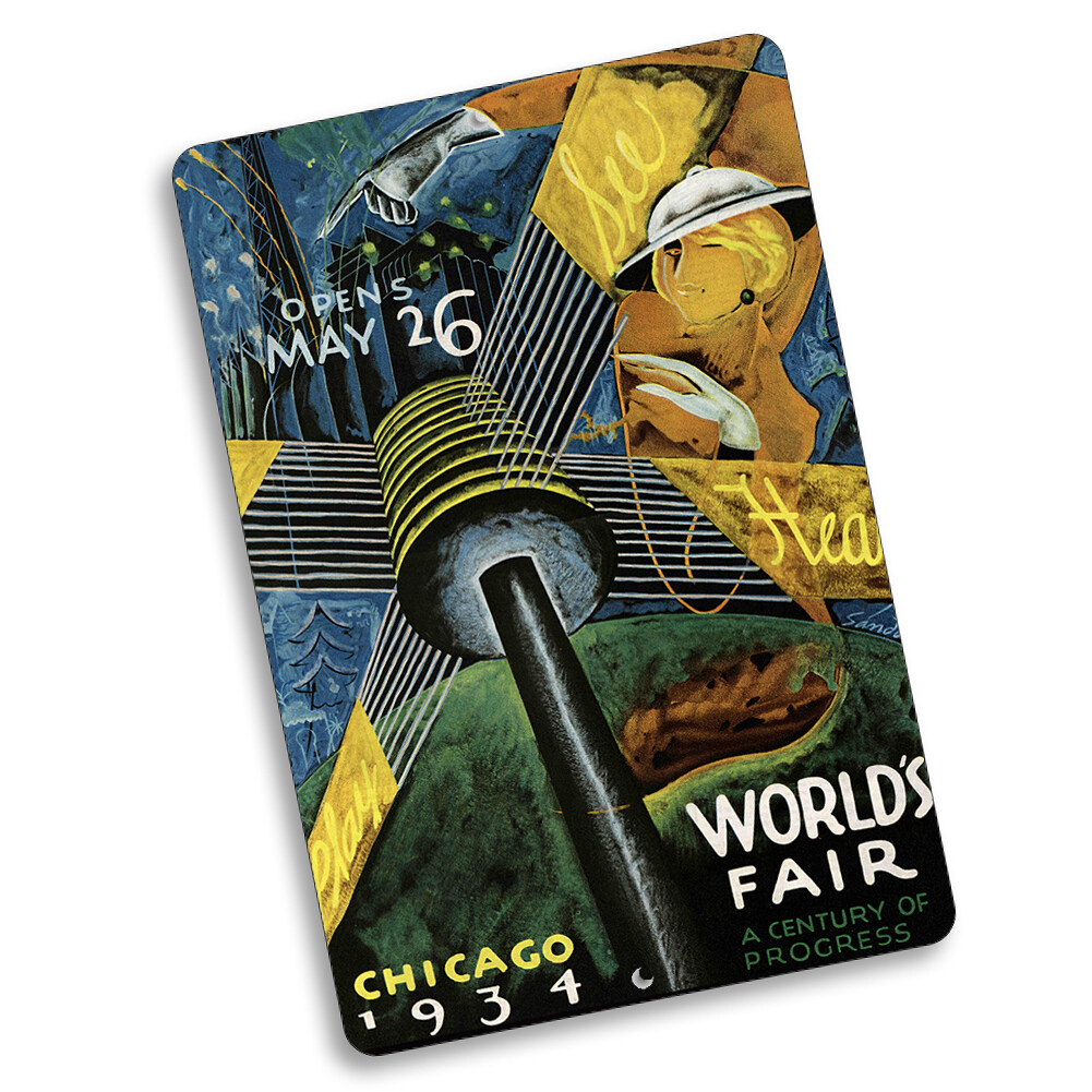  1933 World's Fair A Century of Progress Poster Design 8x12 In Aluminum Sign