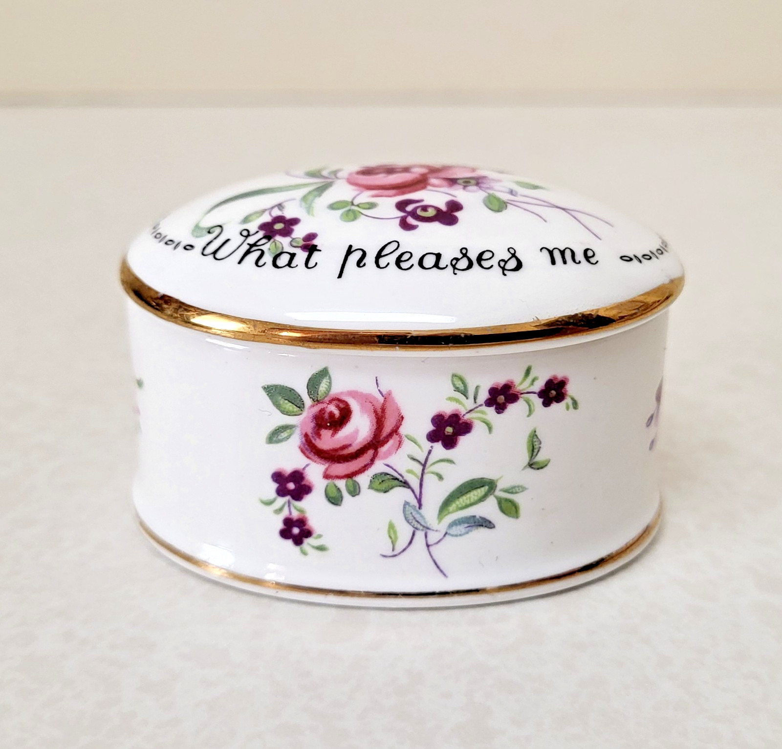 VTG Staffordshire Porcelain Trinket Mirrored Box Fine Bone China England Crown