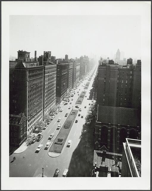 New York City Manhattan Park Avenue E 85th St 1950s Aerial View Traffic Medians