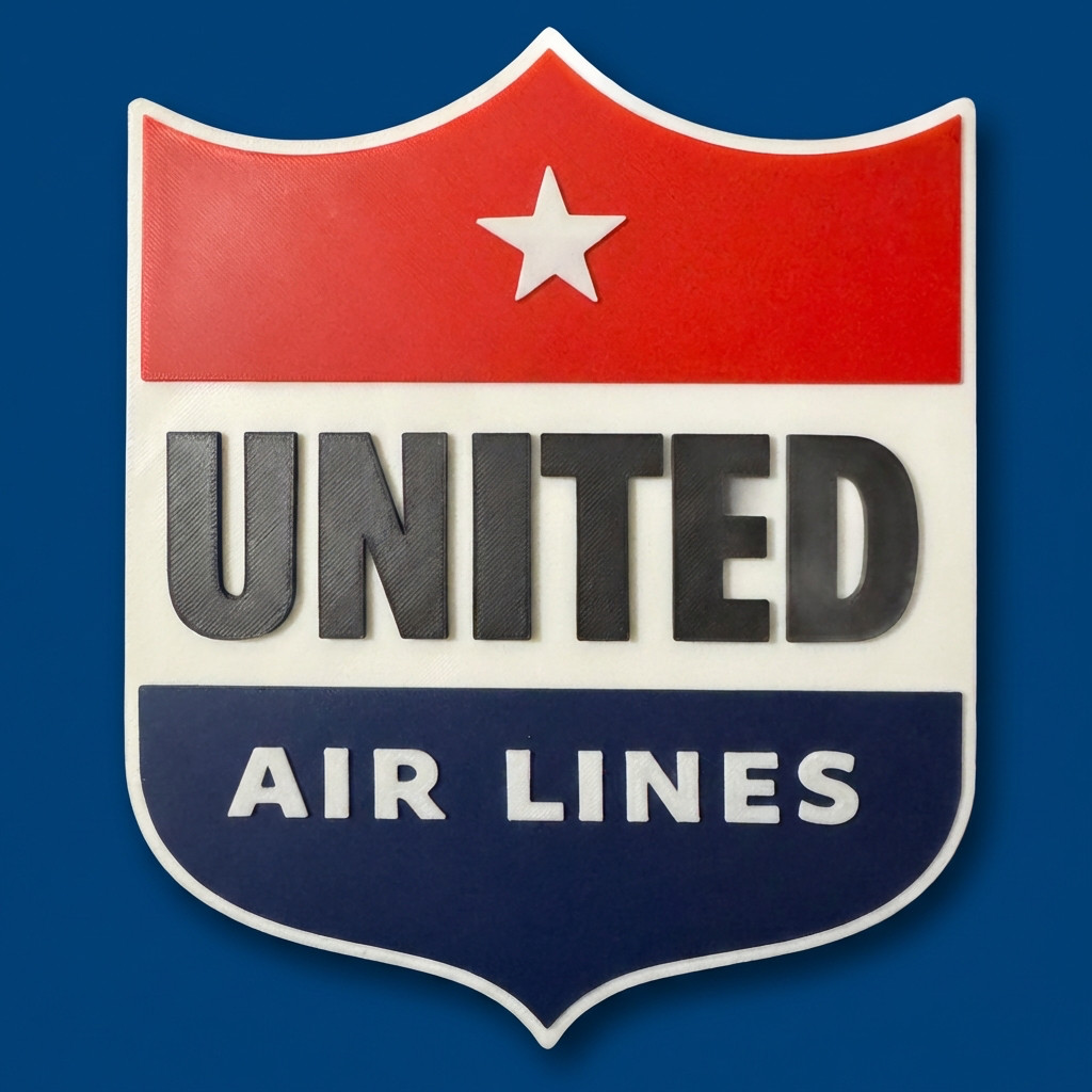 United Airlines Retro Wall Sign Vintage Aviation Badge Decor