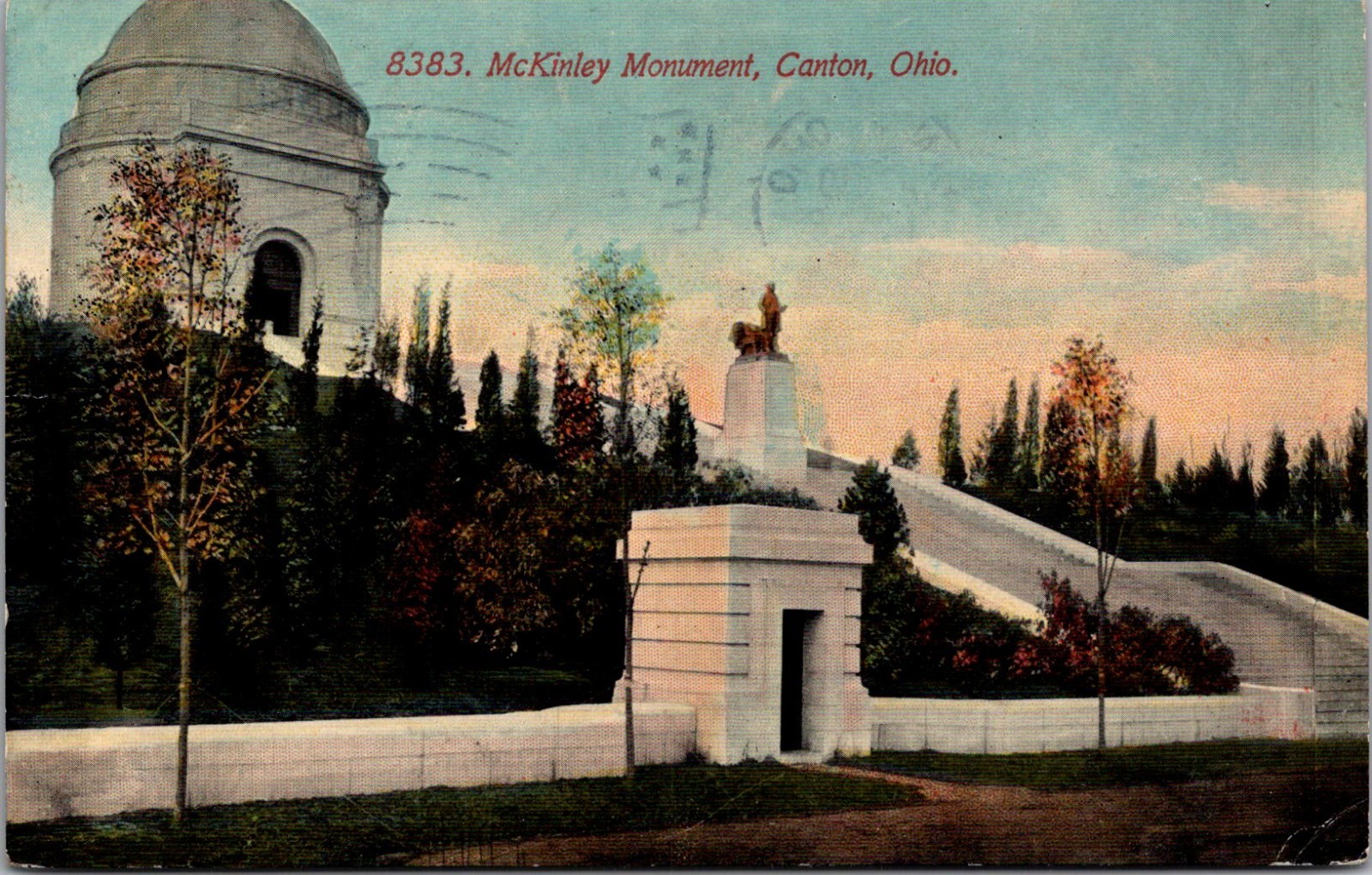 McKinley Monument Canton OH 1913 JJ Krisher Vintage Postcard TP13-6