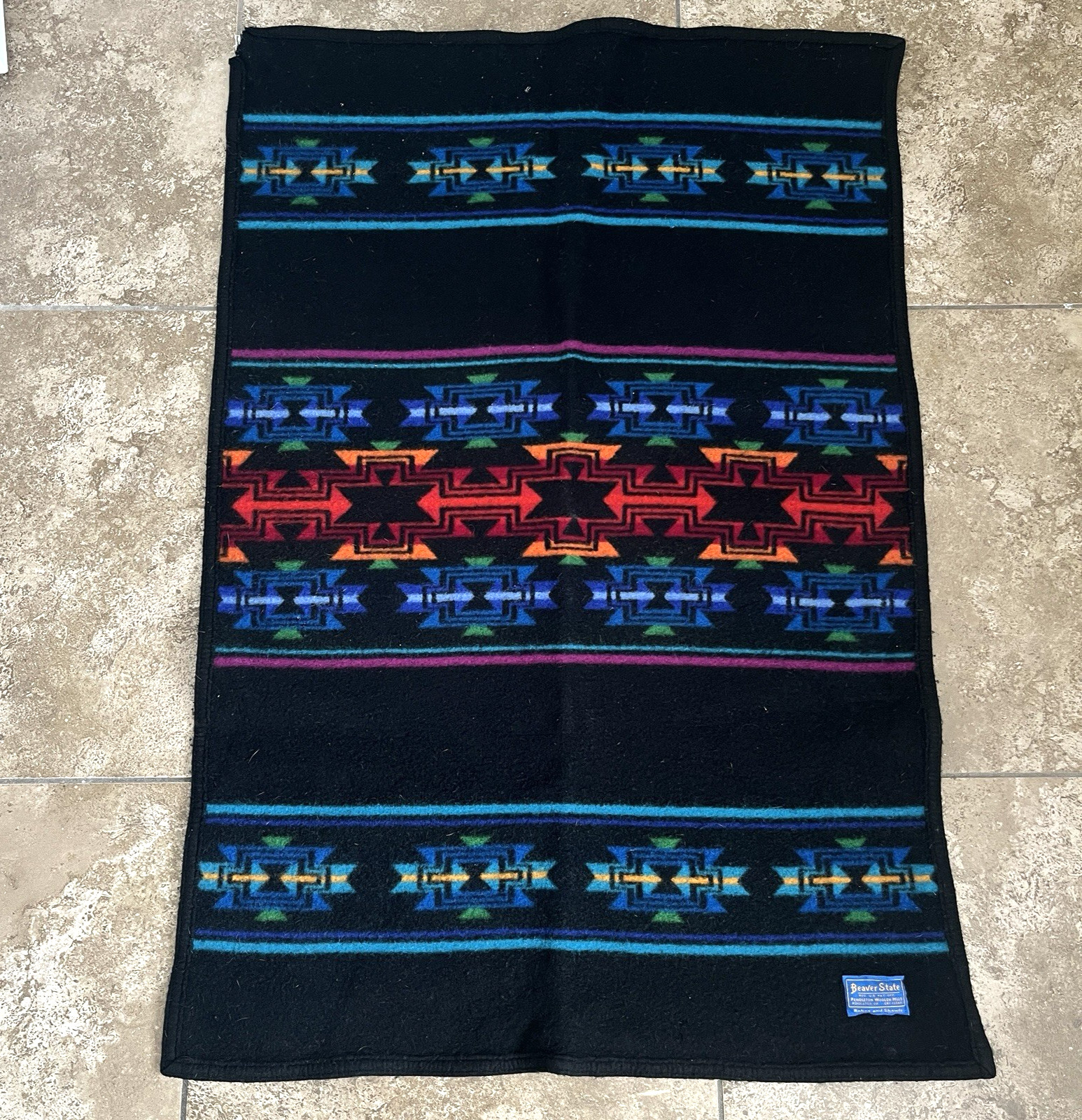 Pendleton Beaver State Saddle Blanket Wool Western Aztec Southwest Vintage USA