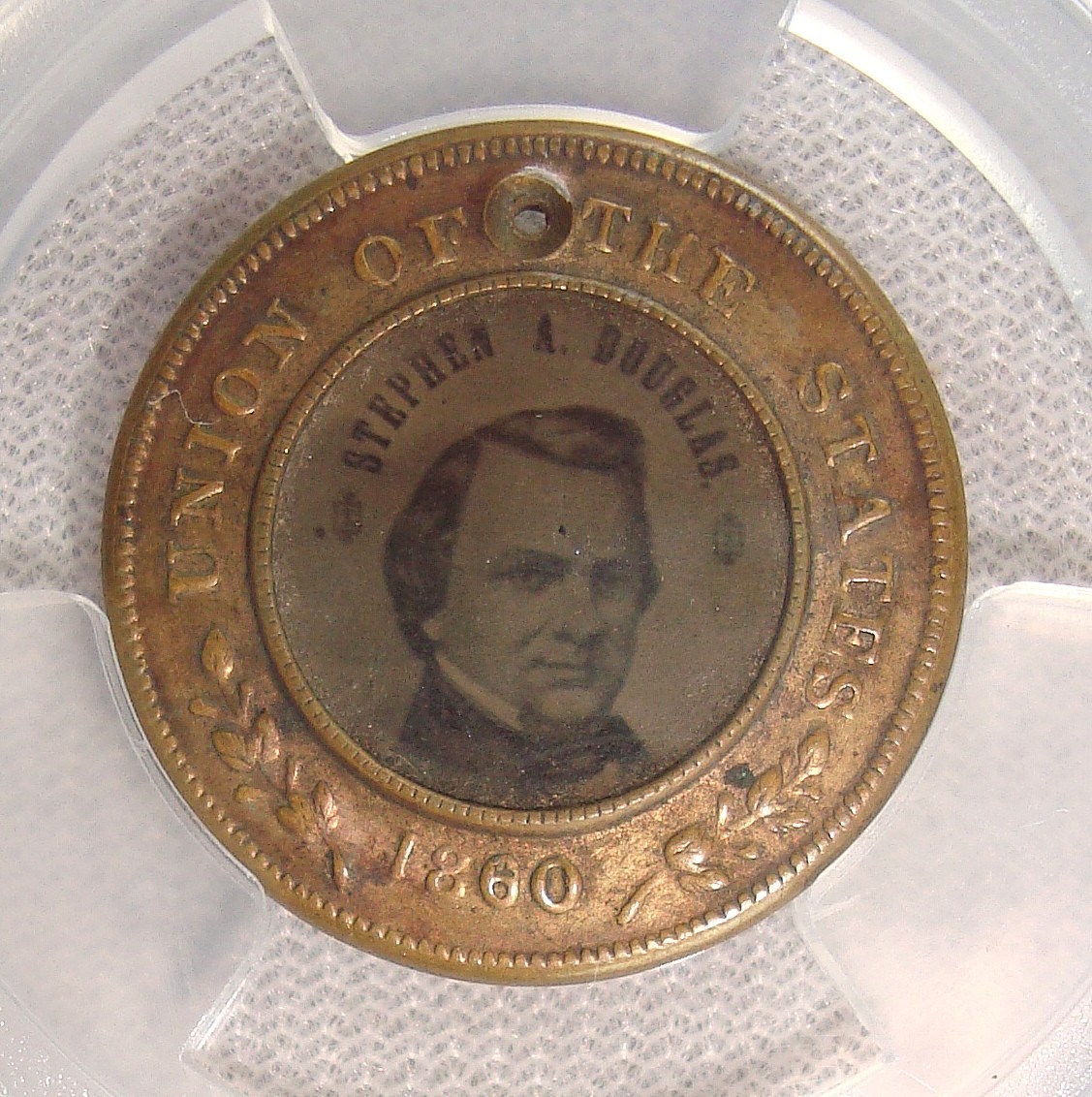 1860 Stephen A. Douglas Campaign Ferrotype Medal DeWitt-SD 1860-41 PCGS AU58