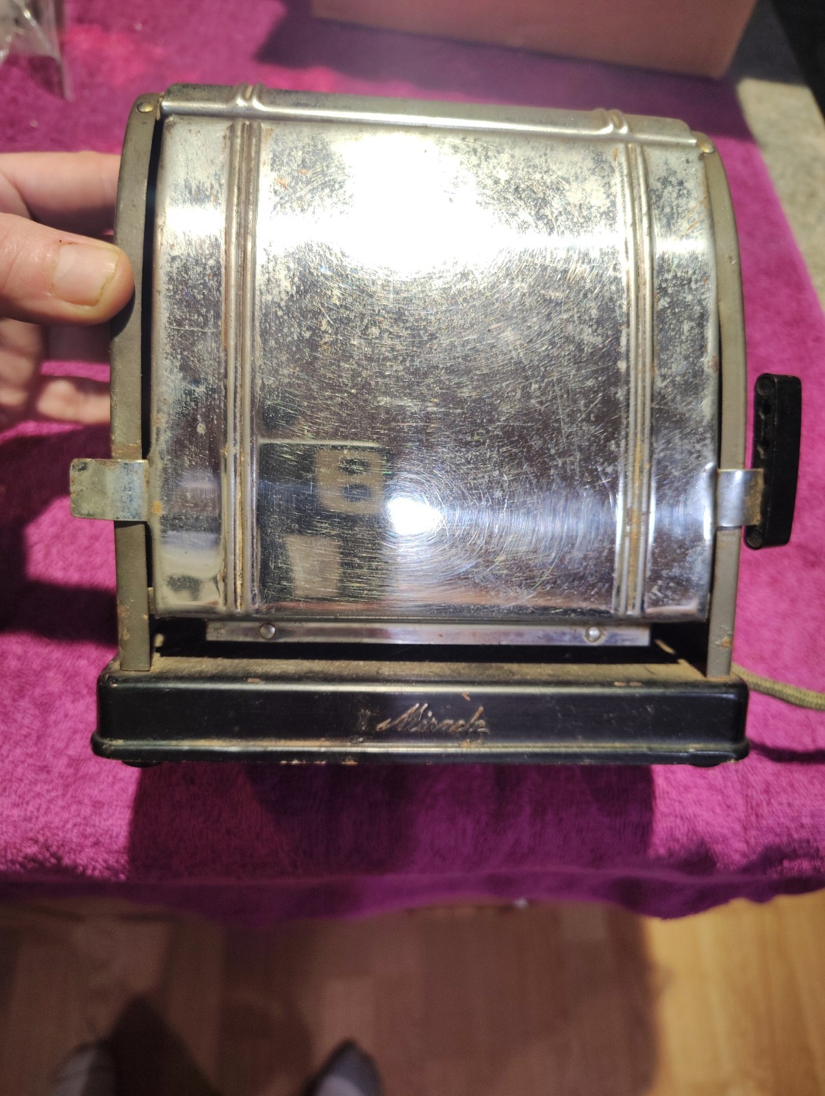 VINTAGE TOASTER - MIRACLE 1940's FLAPPER ELECTRIC TESTED WORKS 2 SIDED