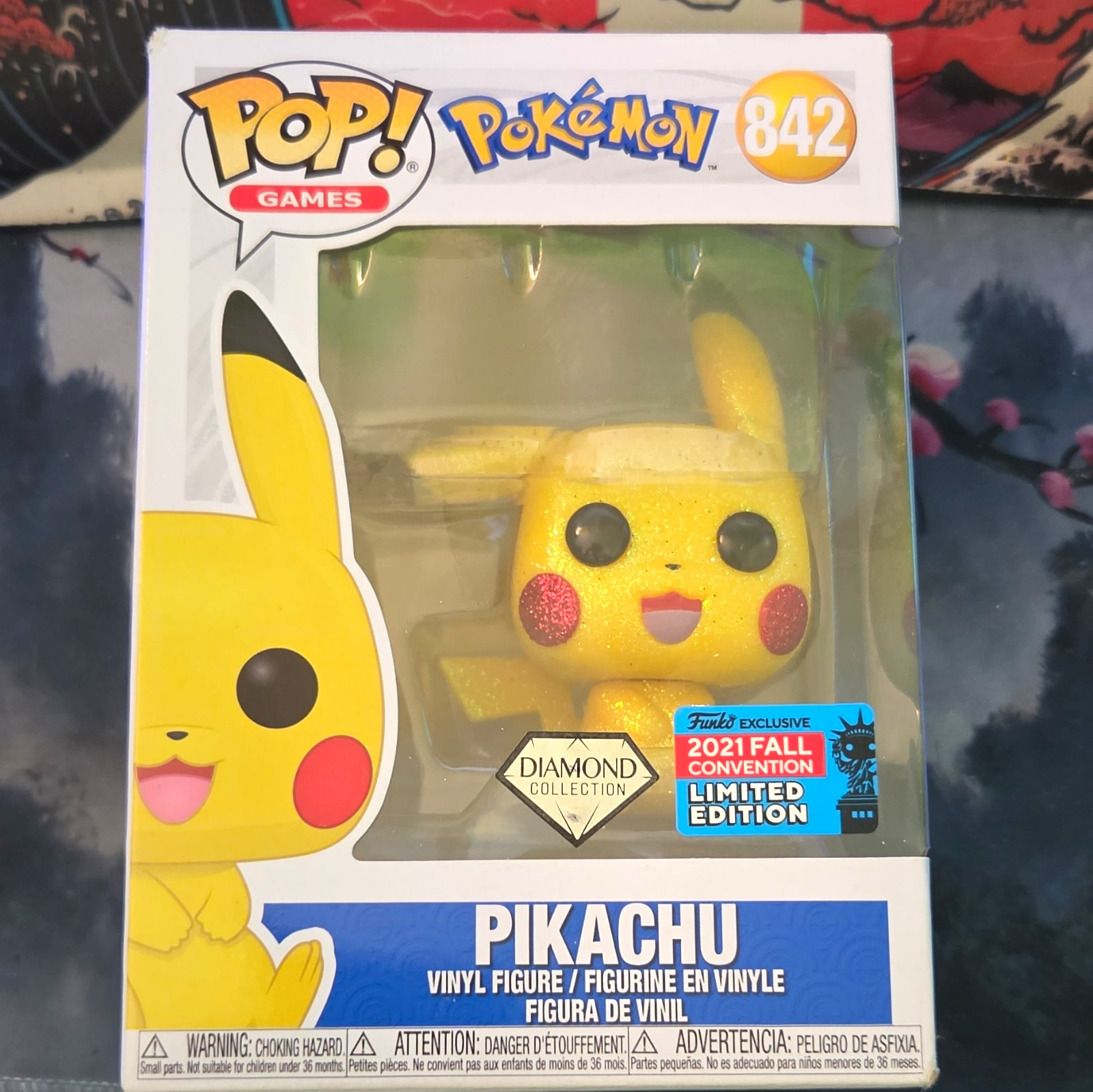 Funko Pop Games Pokémon Pikachu #842 Diamond 2021 Fall Convention Limited