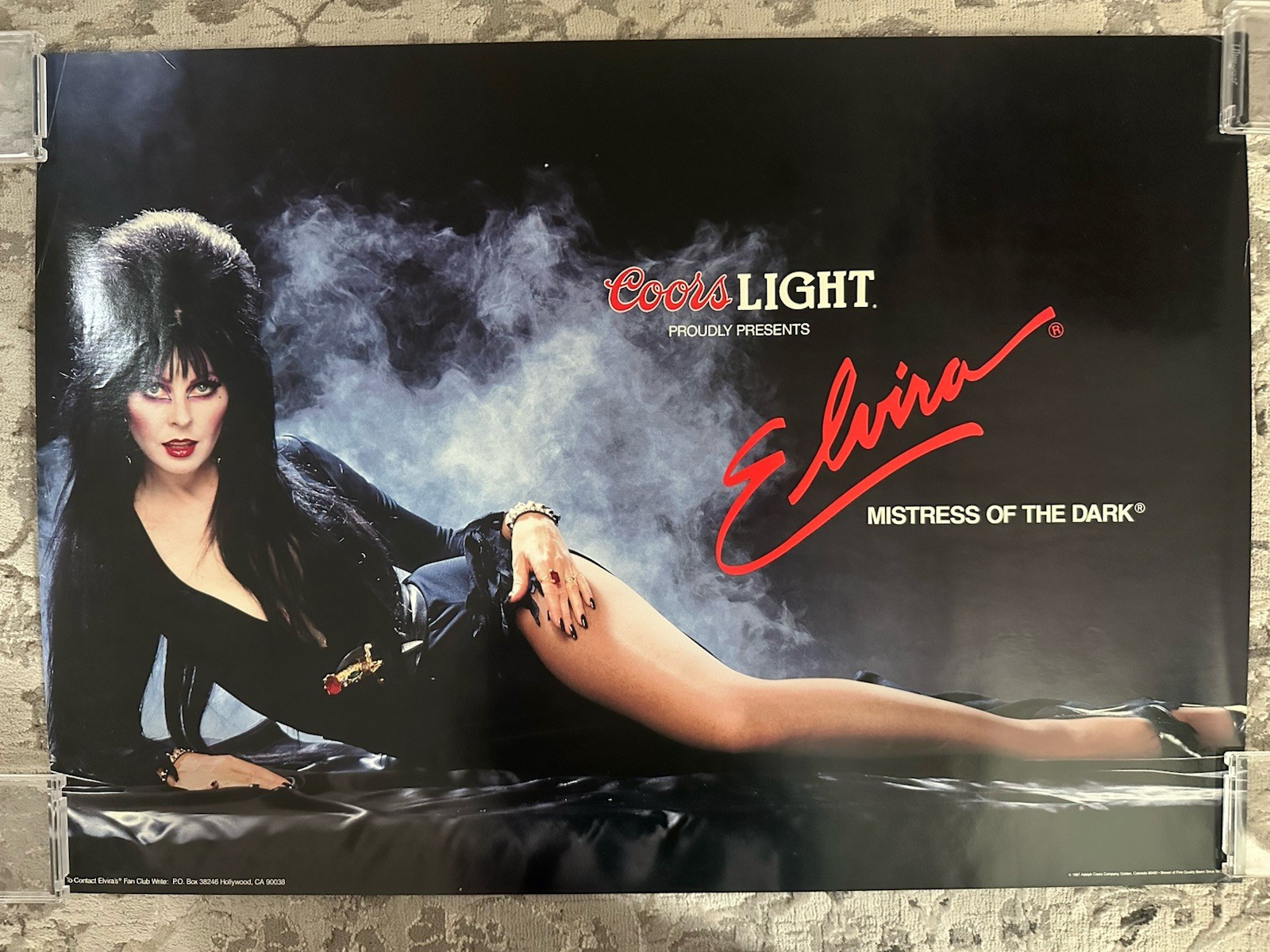ELVIRA MISTRESS OF THE DARK COORS LIGHT 1987 Poster 27.5” X 19.5” VG- ORIGINAL