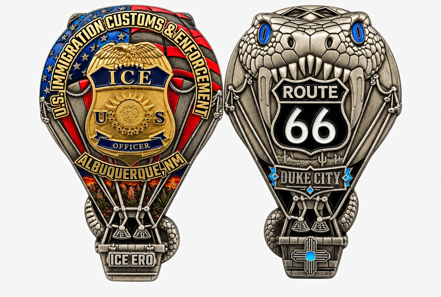 ICE ERO Albuquerque NM Route 66 Duke City 3” Challenge Coin