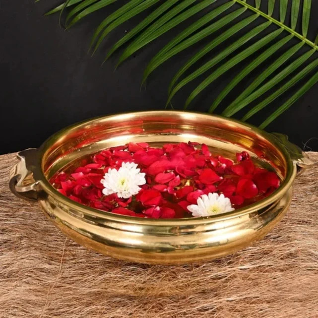 Brass Urli Decorative Bowl 0.465kg Traditional Indian Home Decor