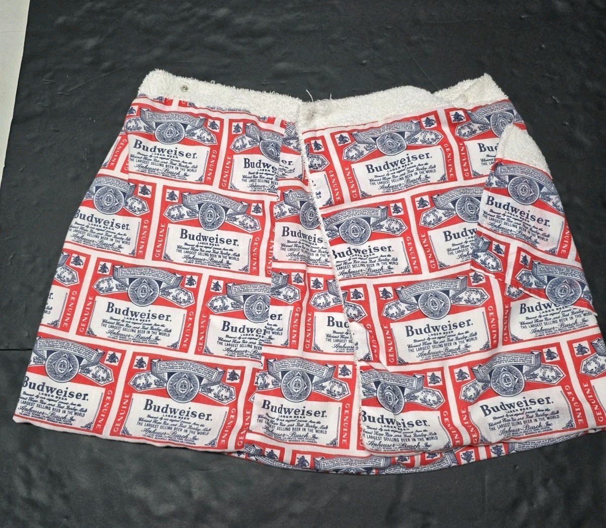 Vintage 1970s All Over Print Budweiser Anheuser-Busch Beach Snap Towel Sears 