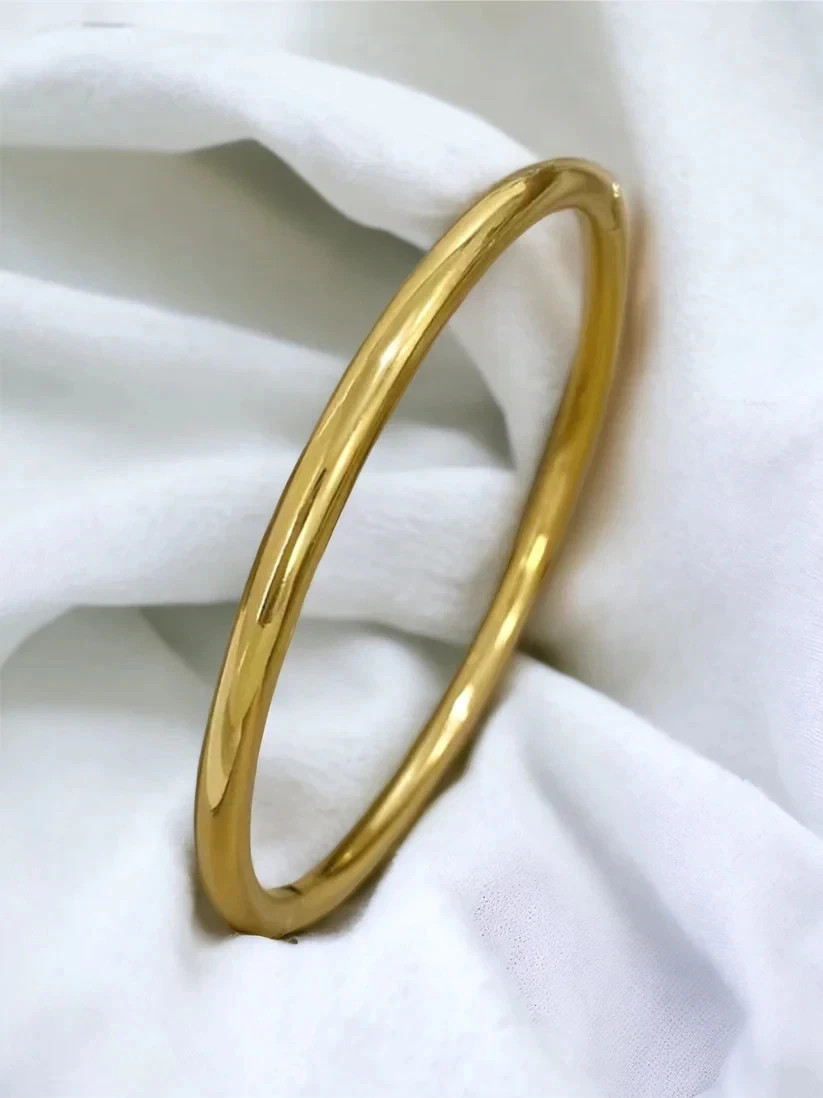 Classic 18K Yellow Gold Over Elegant Round Bangle Bracelet For Men Him/Husband