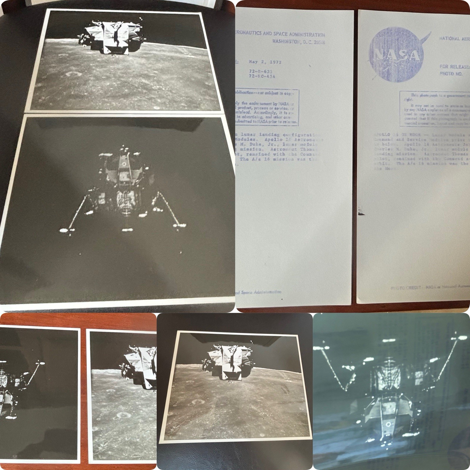 Original 1972 Apollo 16 NASA Type 1 Apollo Landing Configu Command Module Pic