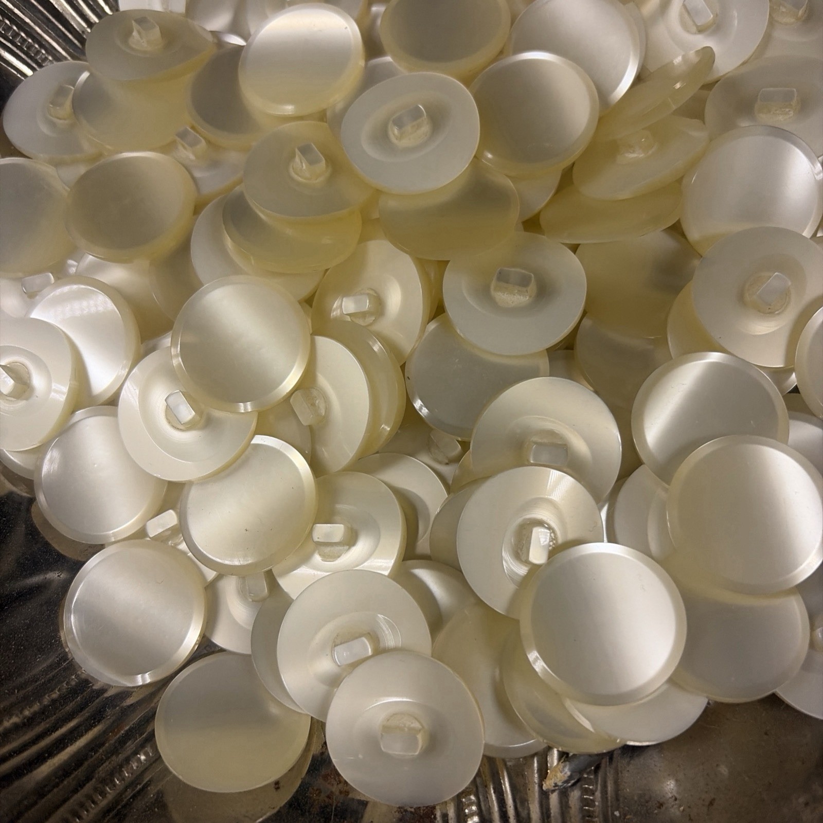 Pearlized Shank Buttons Lot of 12 Iridescent White