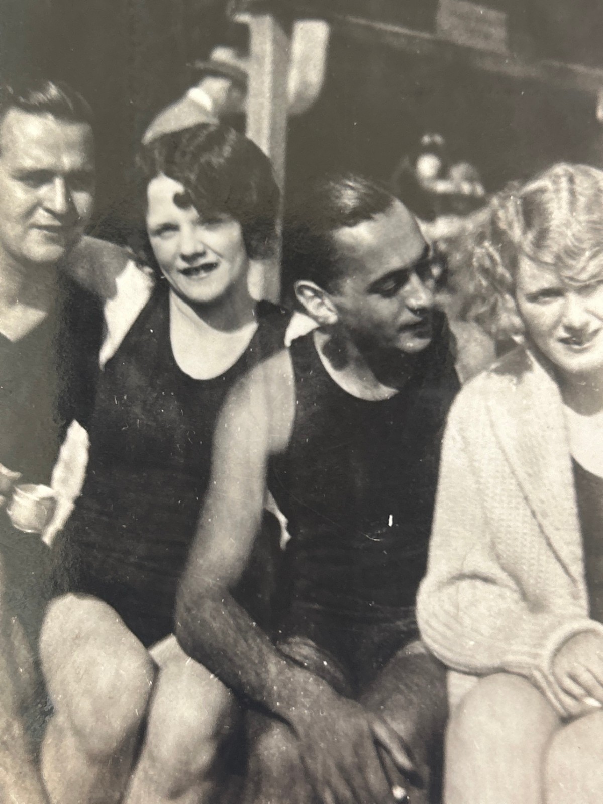 1924 Long Beach NY Bathing Group Swimsuits Vintage Photo