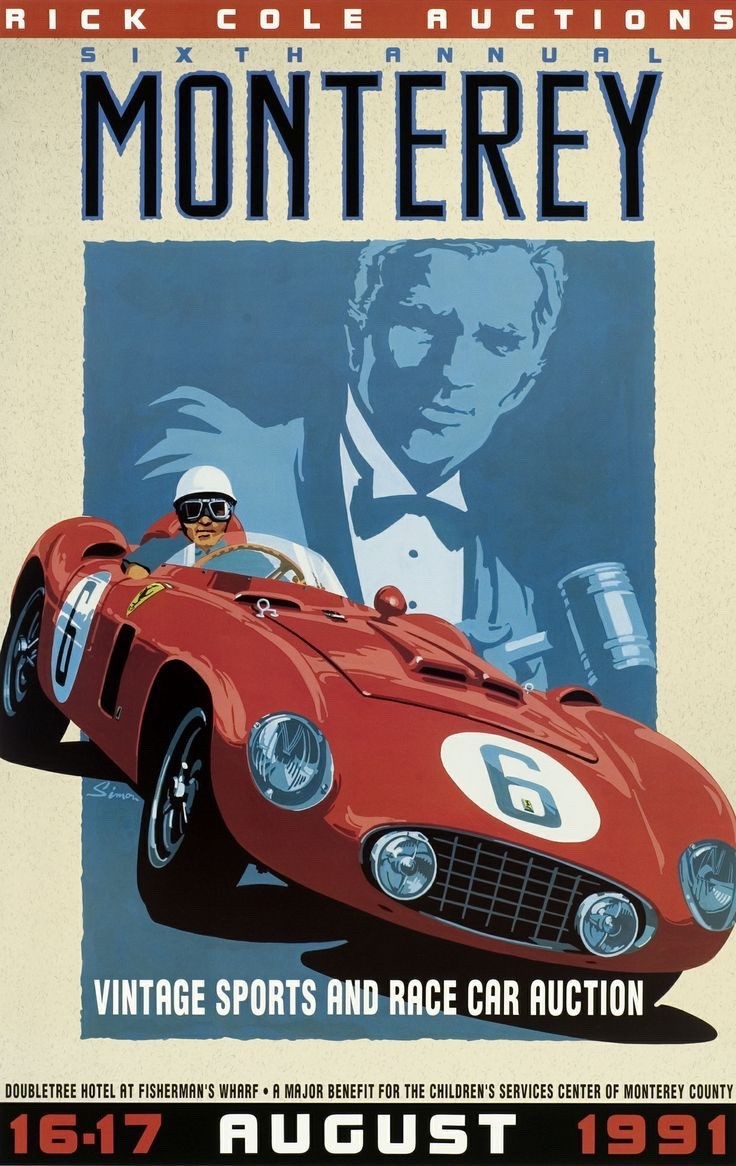 Sixth Annual Monterey vintage sports event Repro Print Poster aprox 13x19