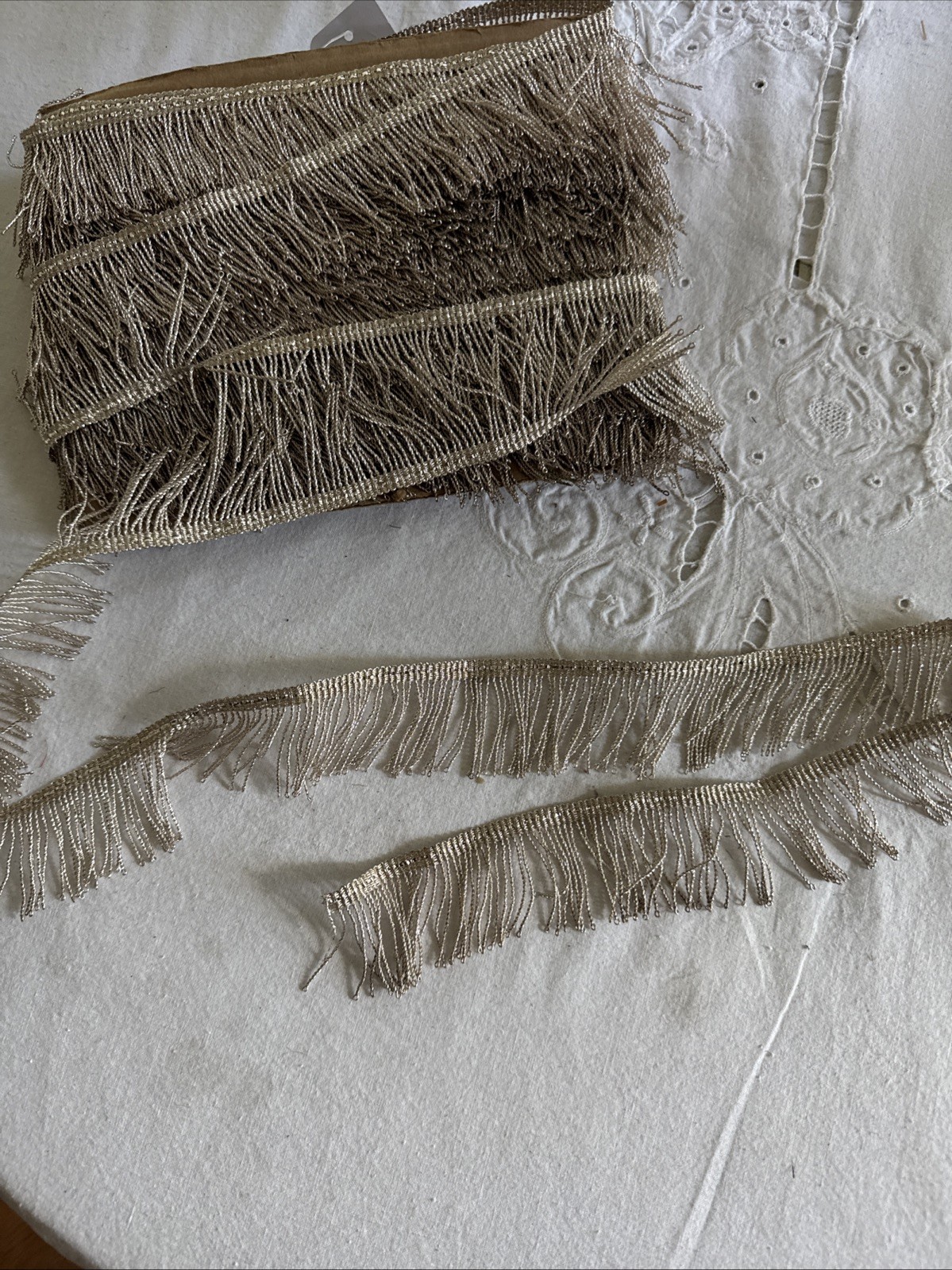 Vintage Antique Victorian Edwardian Silver Fringe Trim