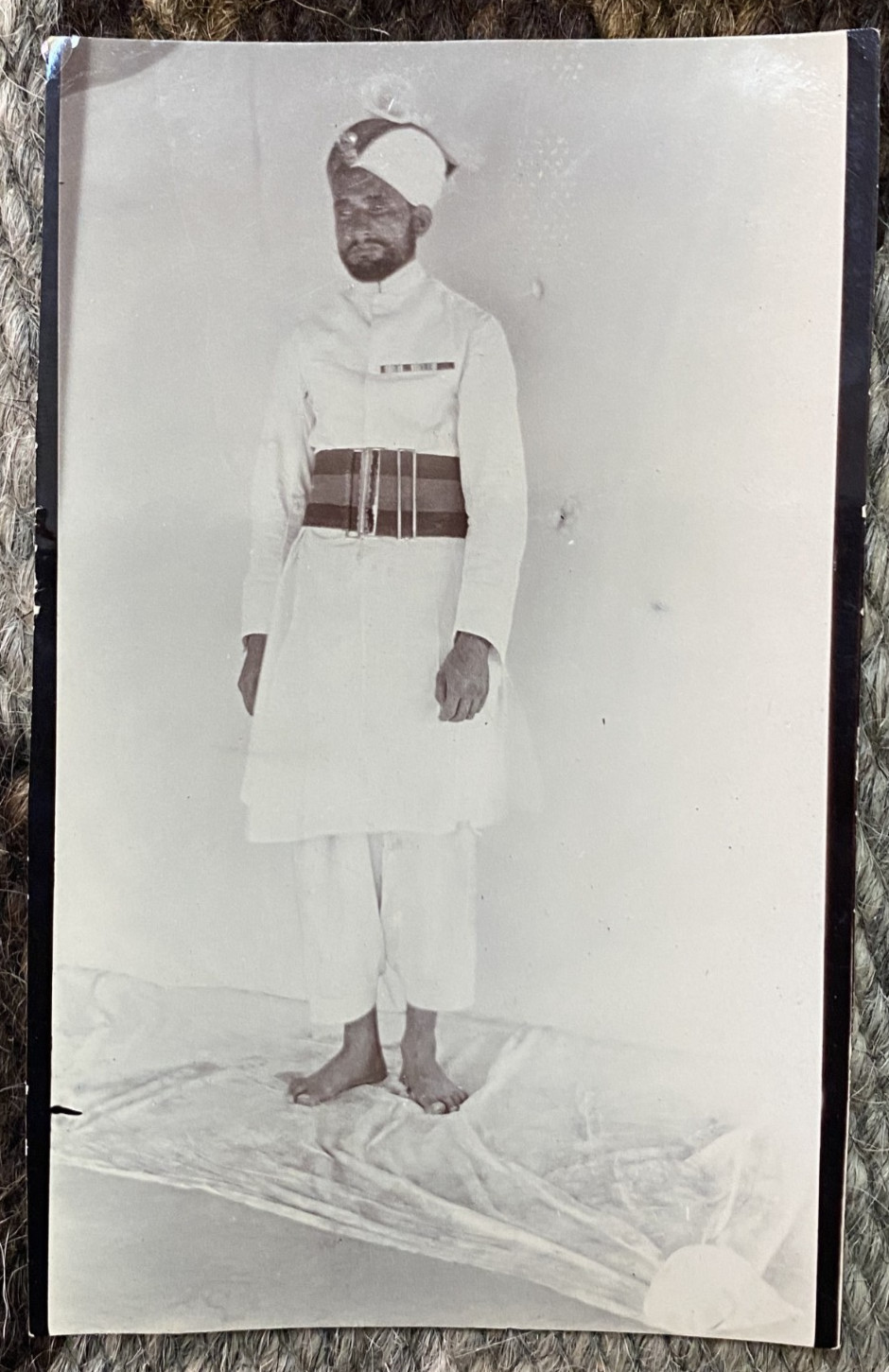 WWI British Indian Army Officer Photo Subedar Jemadar White Dress Uniform Medal