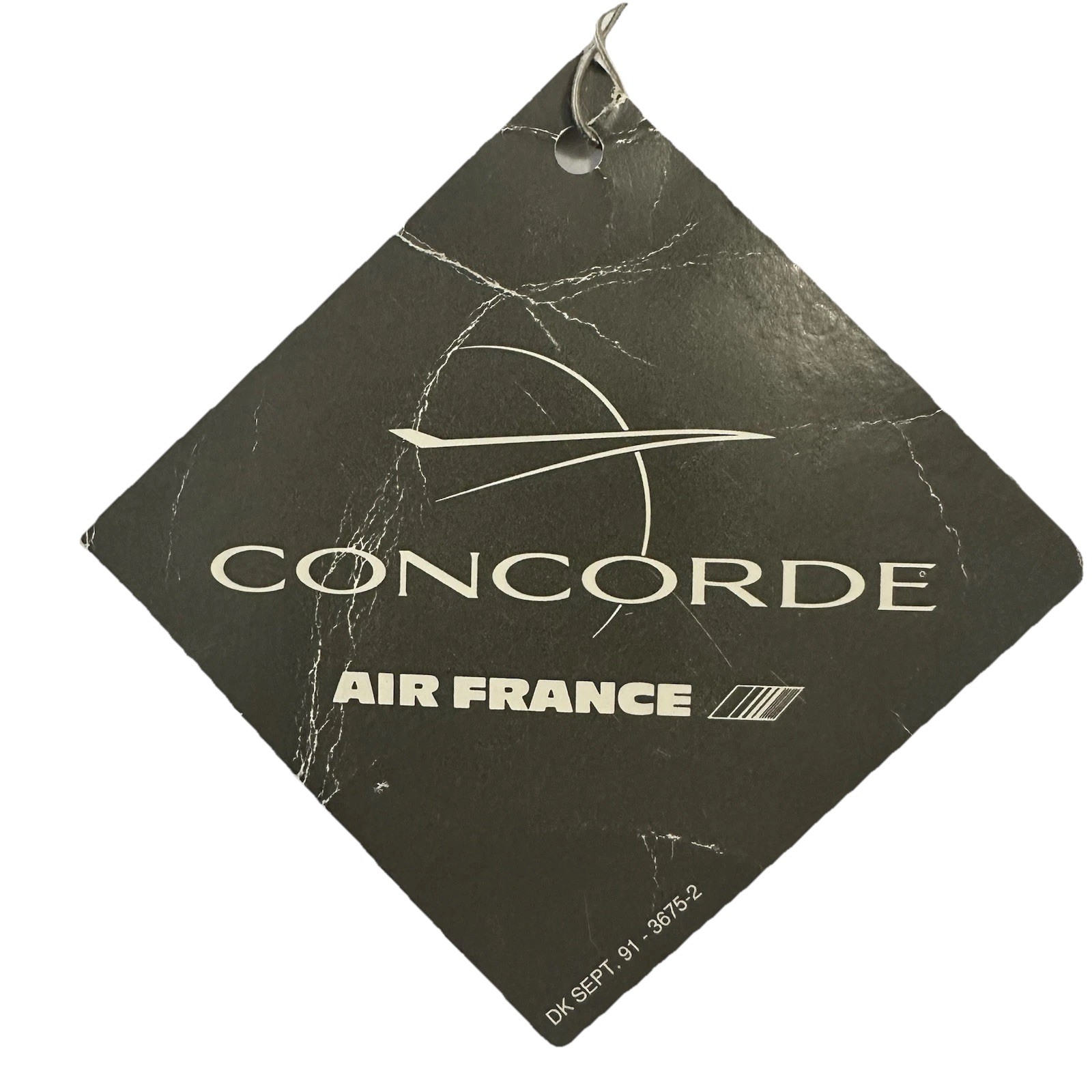 1991 Air France Concorde Airplane Supersonic Jet Paris D/S Luggage Tag
