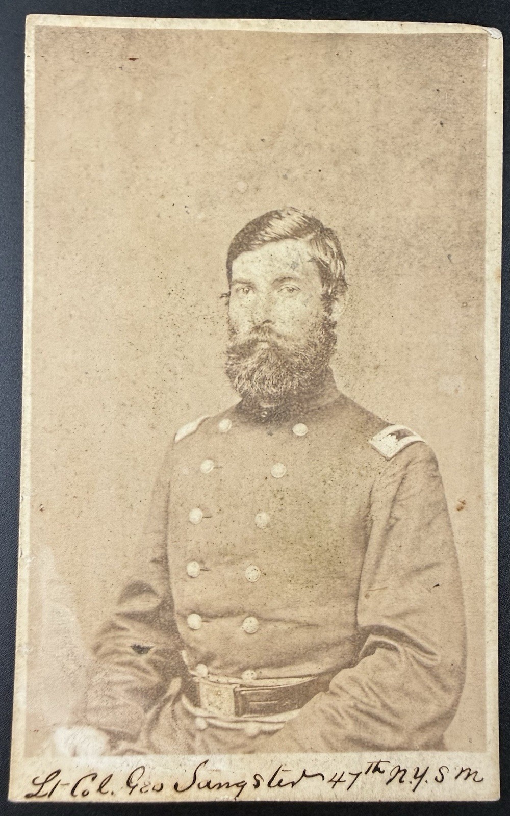 Civil War Ink Signed CDV of Lieutenant Colonel George Sangster 47th New York Inf
