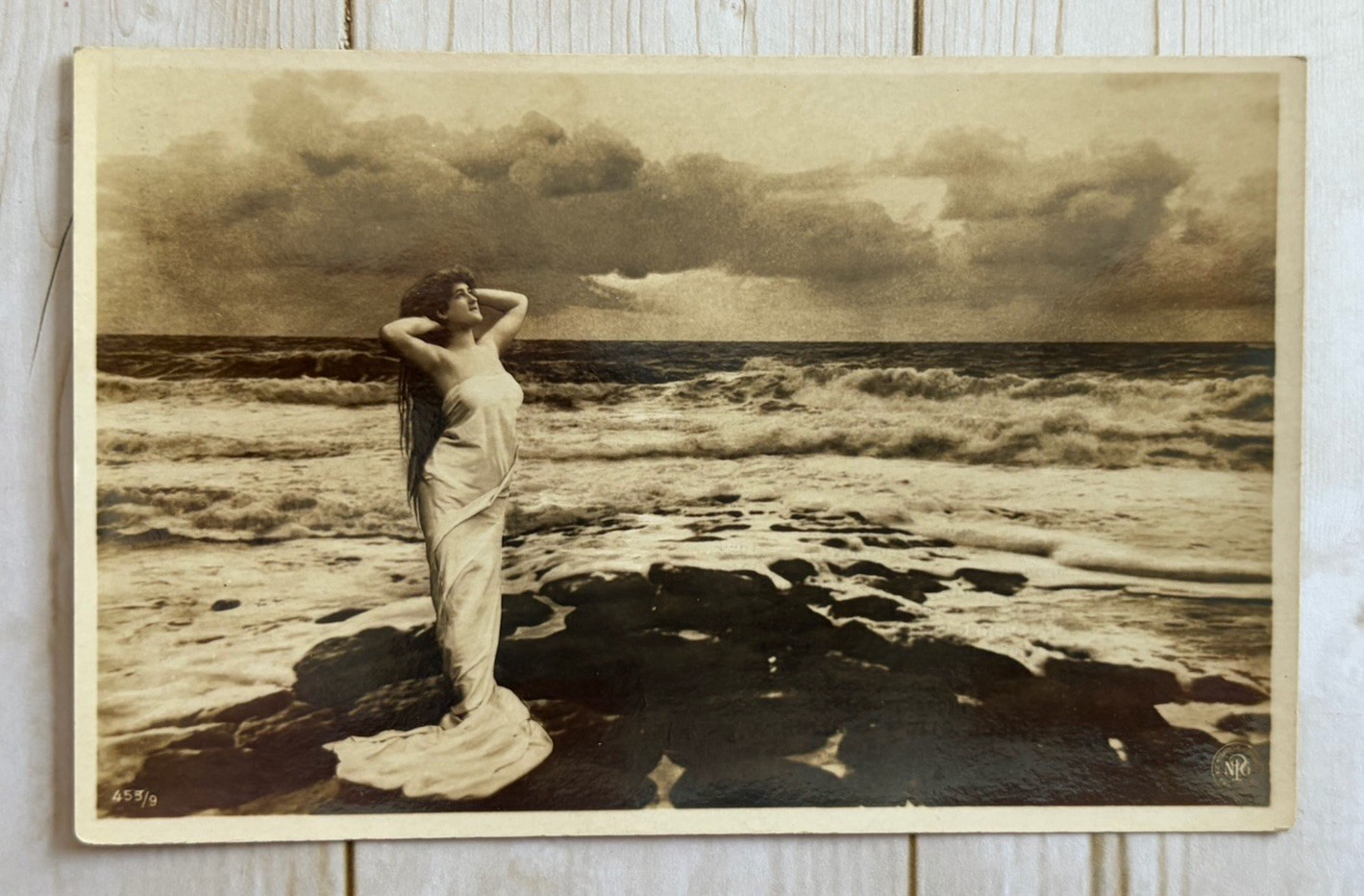 RPPC Oranotypie NPG Beautiful Ethereal Woman Posing By Ocean Scene Mermaid