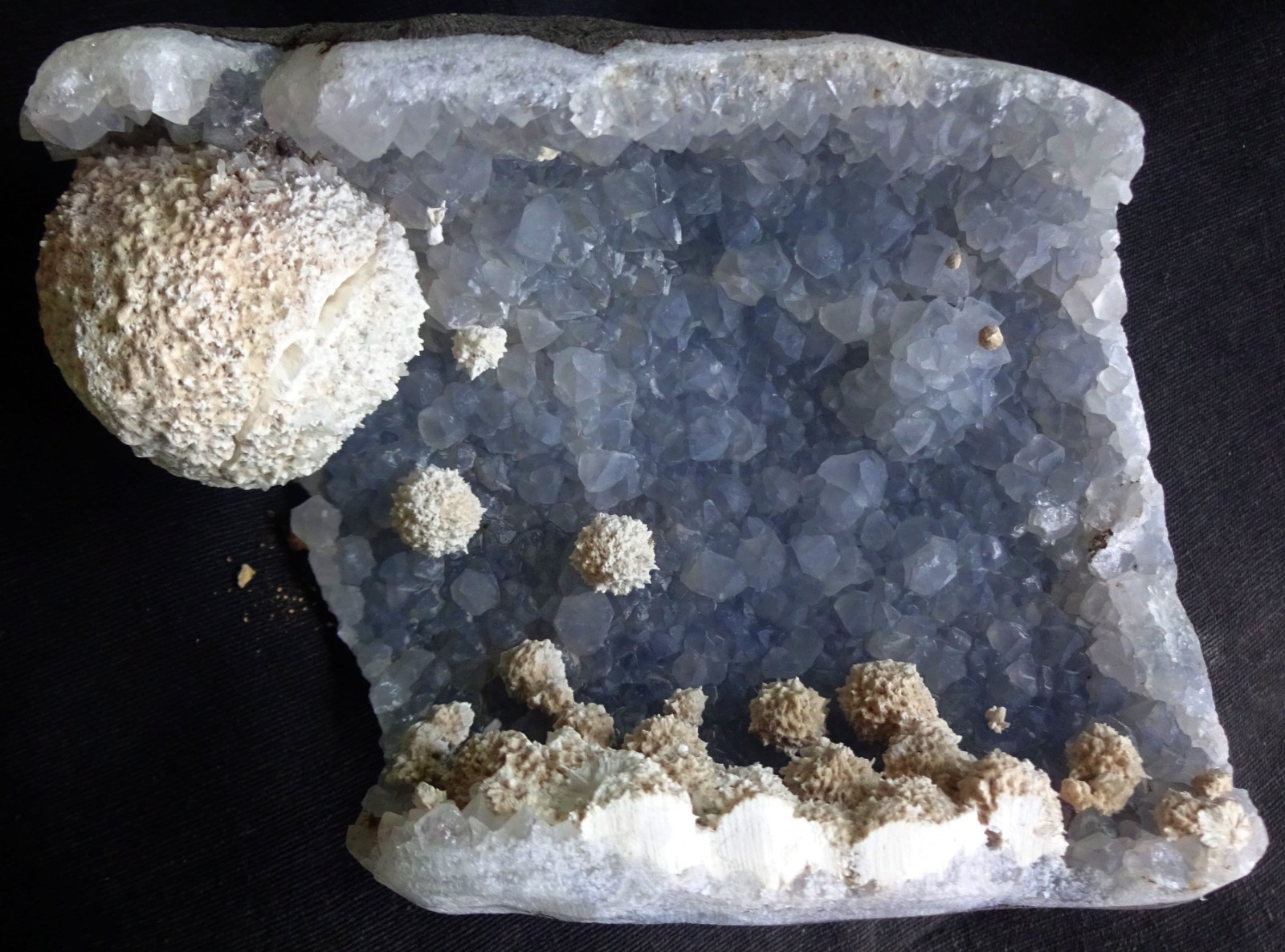 OKENITE BALLS IN AMETHYST MATRIX GEODE MINERALS SPECIMENS