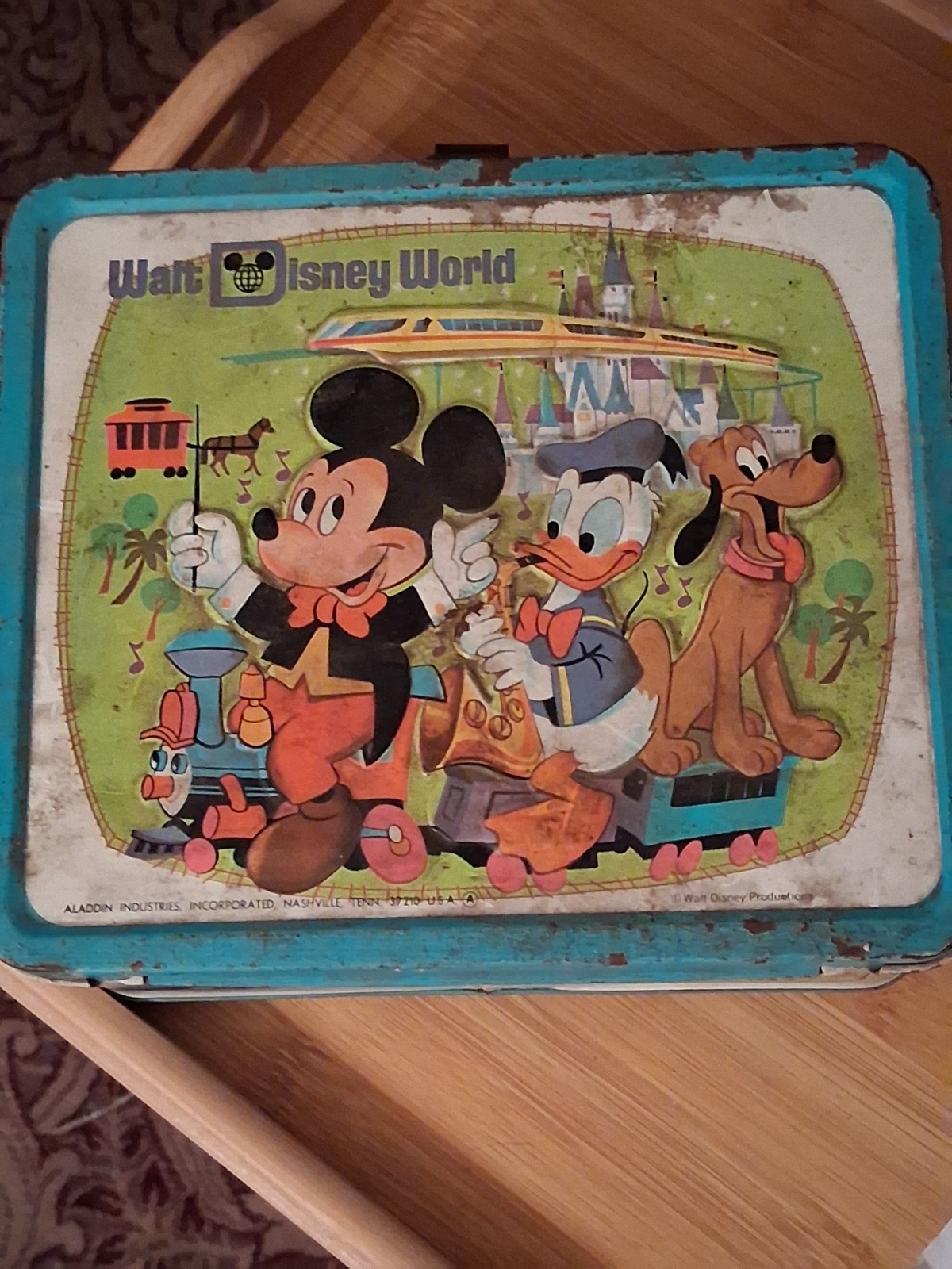 Vintage 1970s Walt Disney World Mickey Mouse Metal Lunch Box 