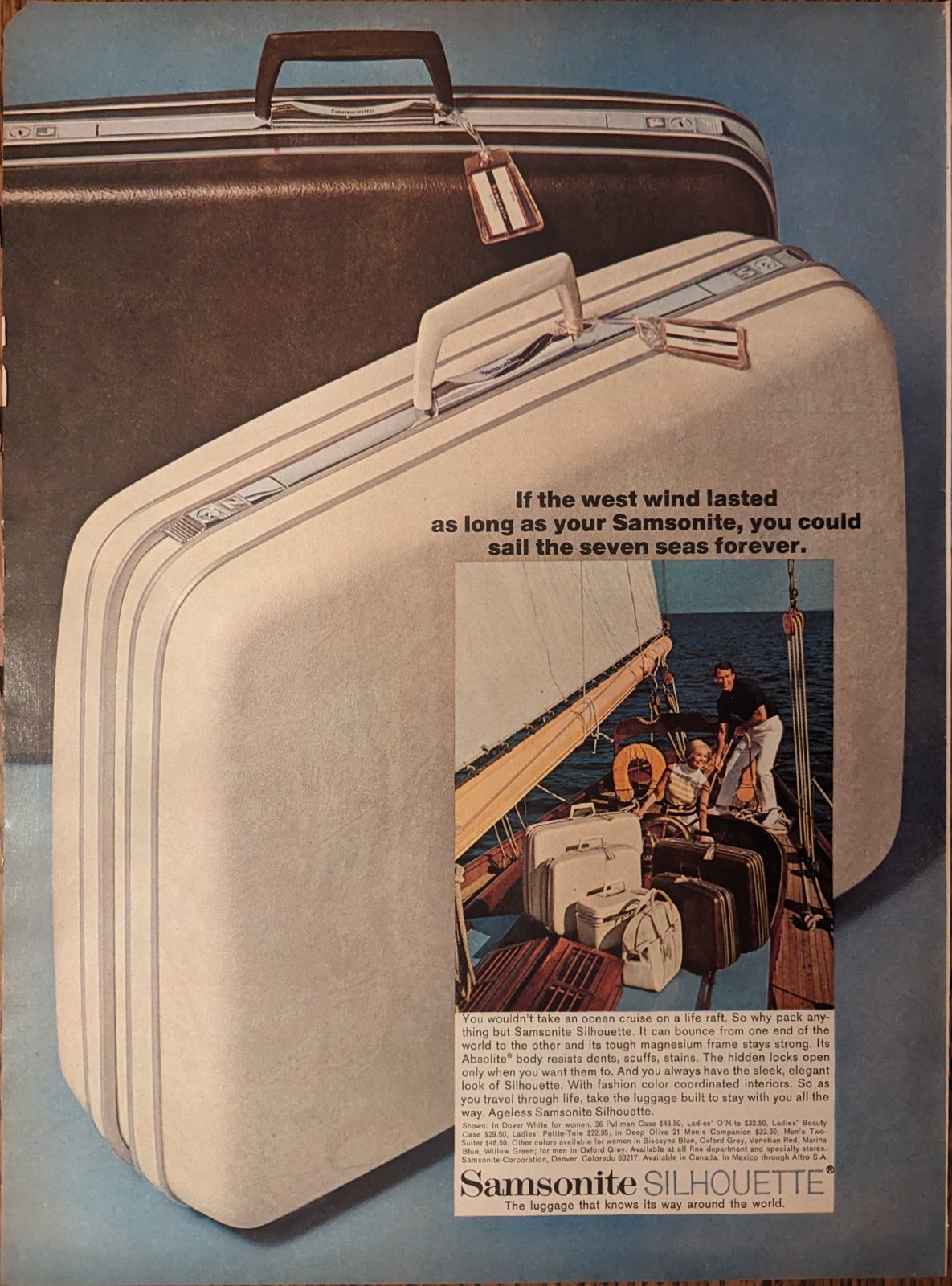 Samsonite Silhouette Luggage Vintage 1968 Folio Travel Print Ad