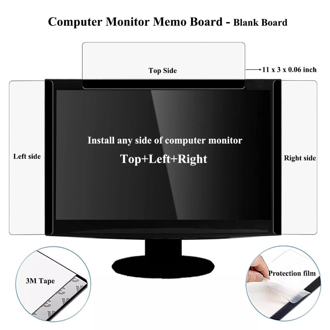 Monitor Memo Board, 2PCS Multifunction Note Holder for Computer Screen - NIB