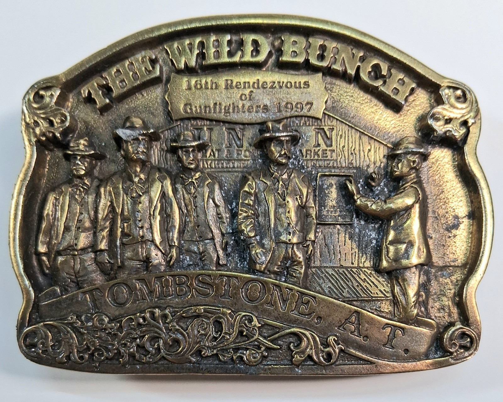 Vtg The Wild Bunch Wyatt Earp Doc Holiday Tombstone Brass Belt Buckle Limited Ed